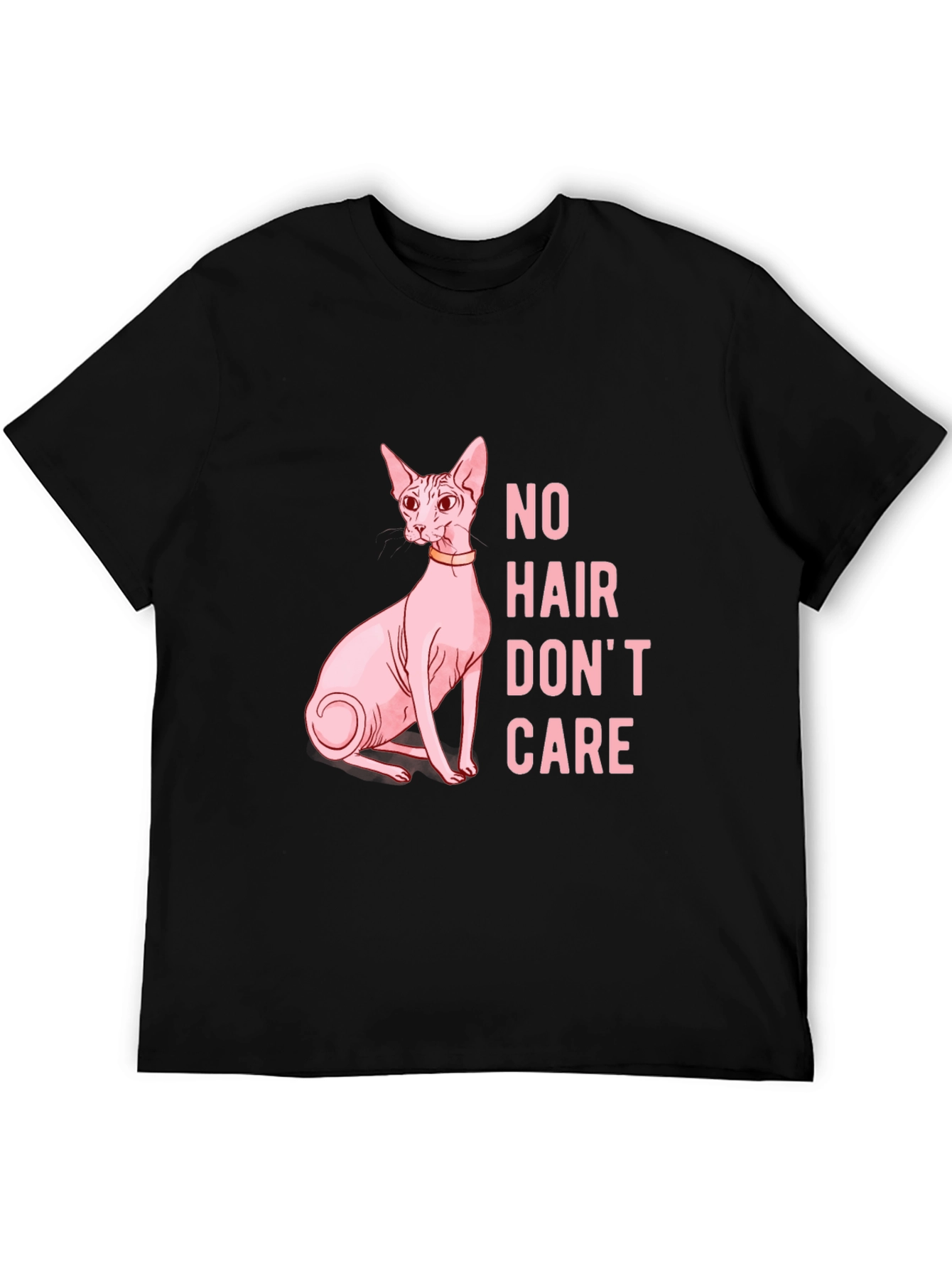 Black Hairless Cat Lover T-Shirt - Funny No Hair Don't Care Tee view 5