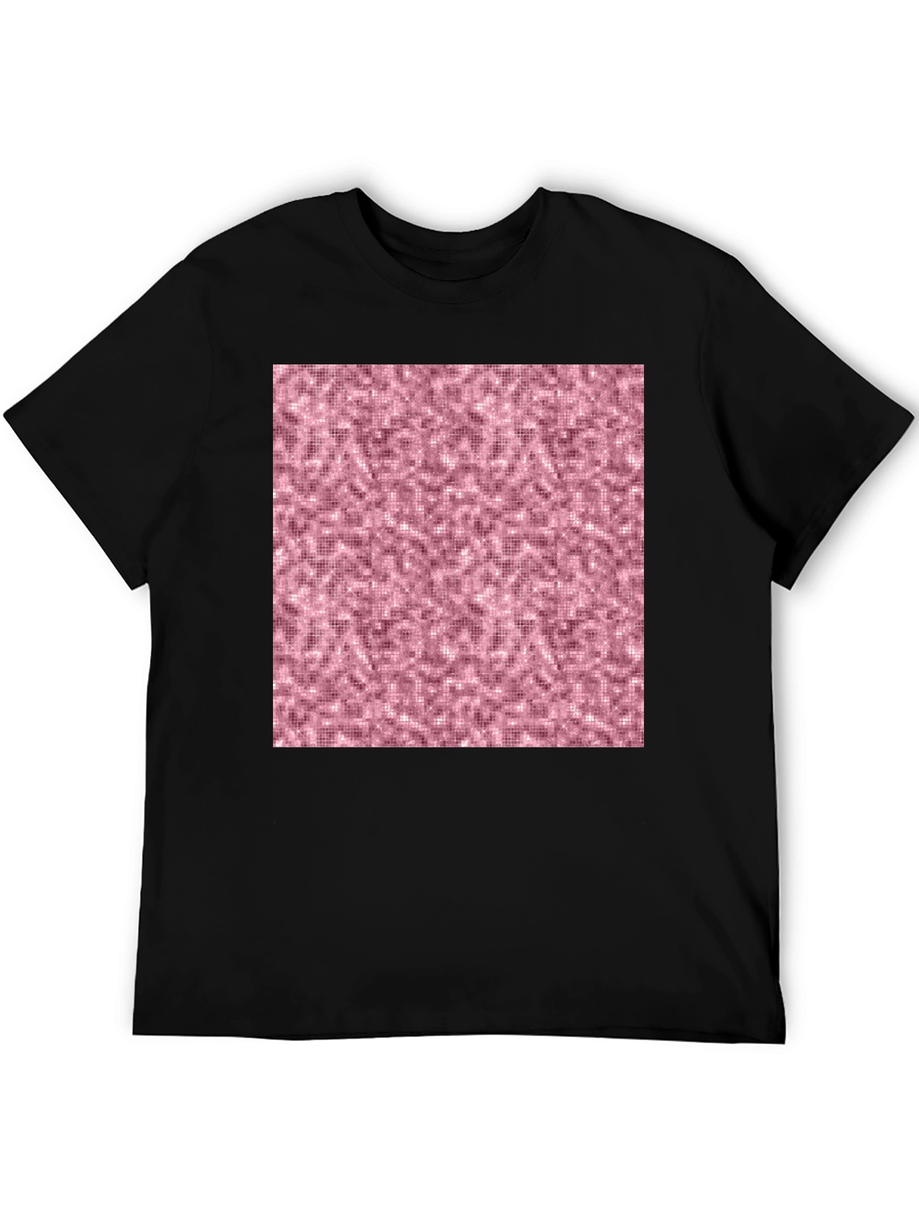Black Stylish Black T-Shirt with Abstract Pink Pattern view 5