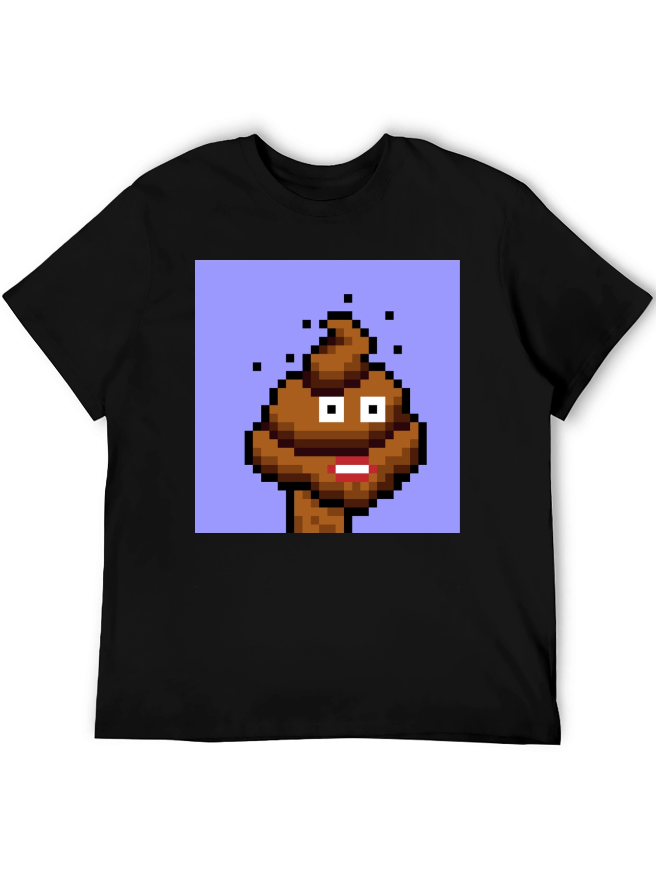 Black Pixel Poop Emoji Graphic Tee - Black Unisex T-Shirt view 5
