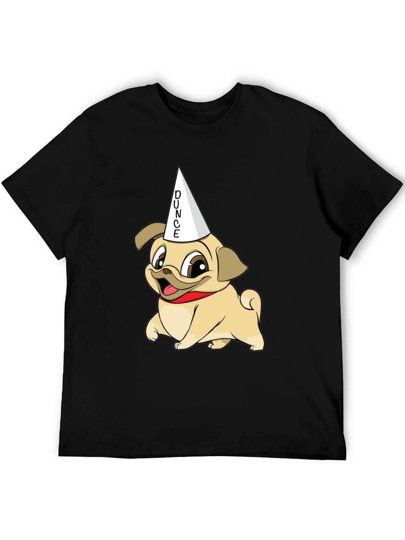 Black Dunce Pug Graphic Tee - Funny Dog Shirt view 5