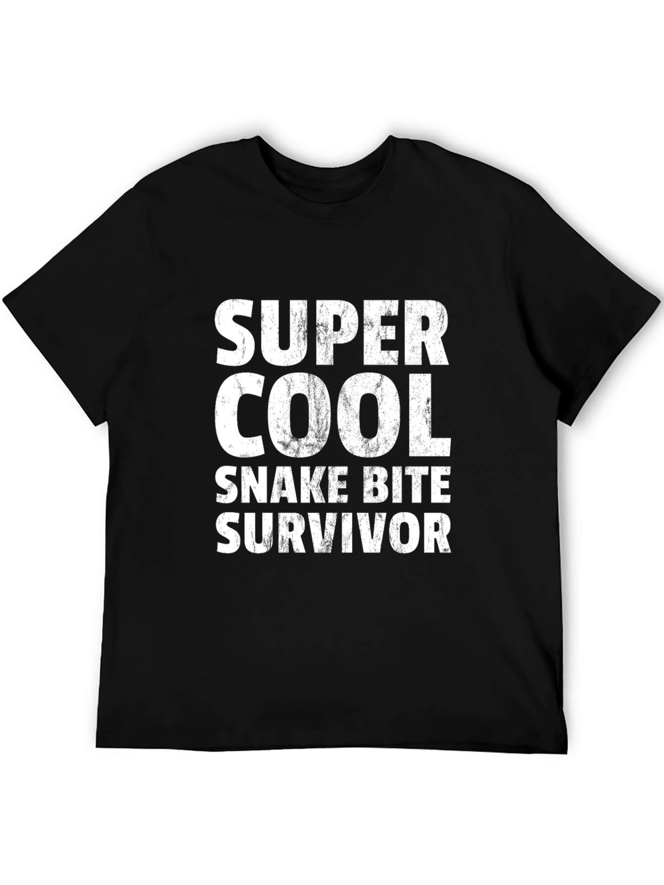 Black Super Cool Snake Bite Survivor Black T-Shirt view 5