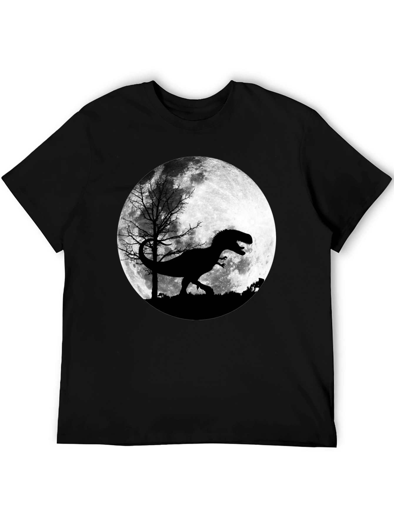Black Dinosaur Moon Graphic T-Shirt view 5