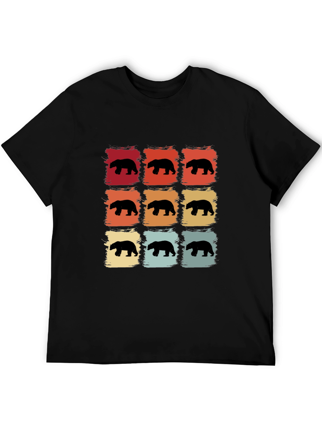 Black Retro Bear Silhouette Graphic T-Shirt view 5