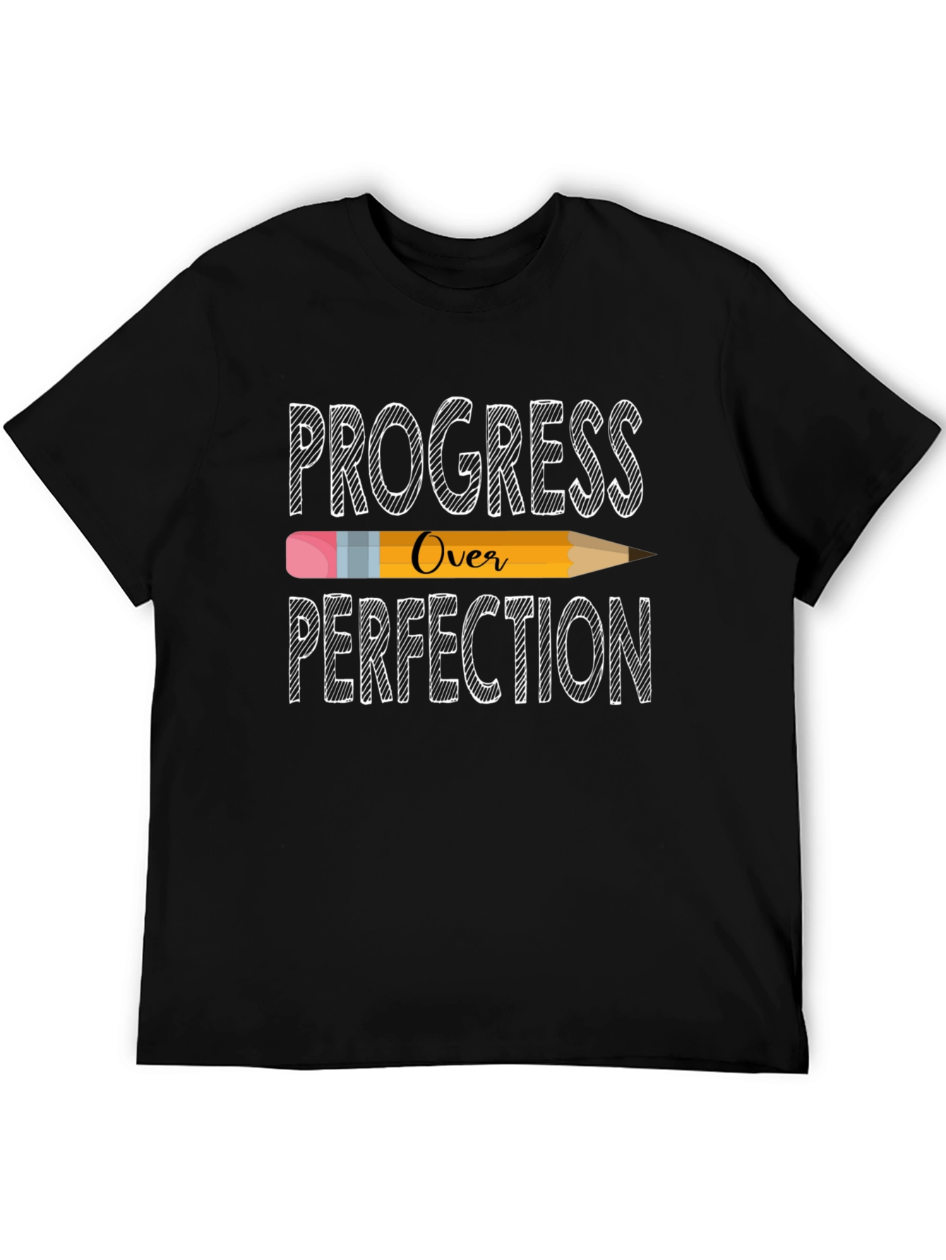 Black Progress Over Perfection T-Shirt - Motivational Teacher Tee view 5