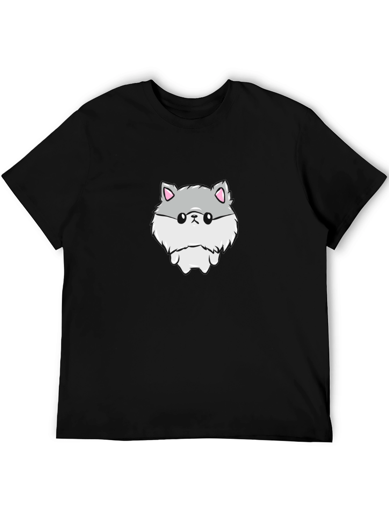 Black Cute Hamster Graphic Print Black T-Shirt view 5