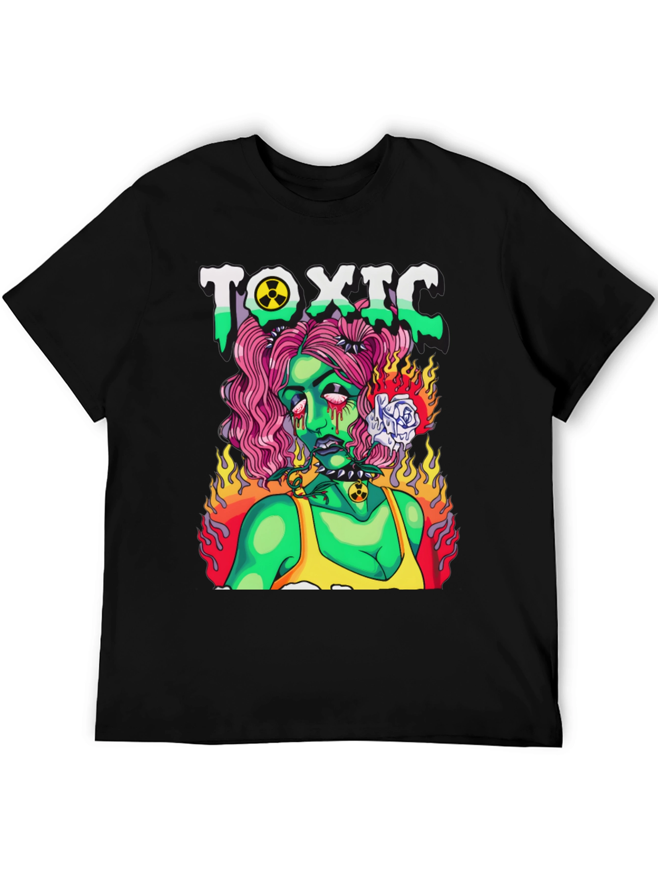 Black Toxic Zombie Girl Graphic T-Shirt view 5