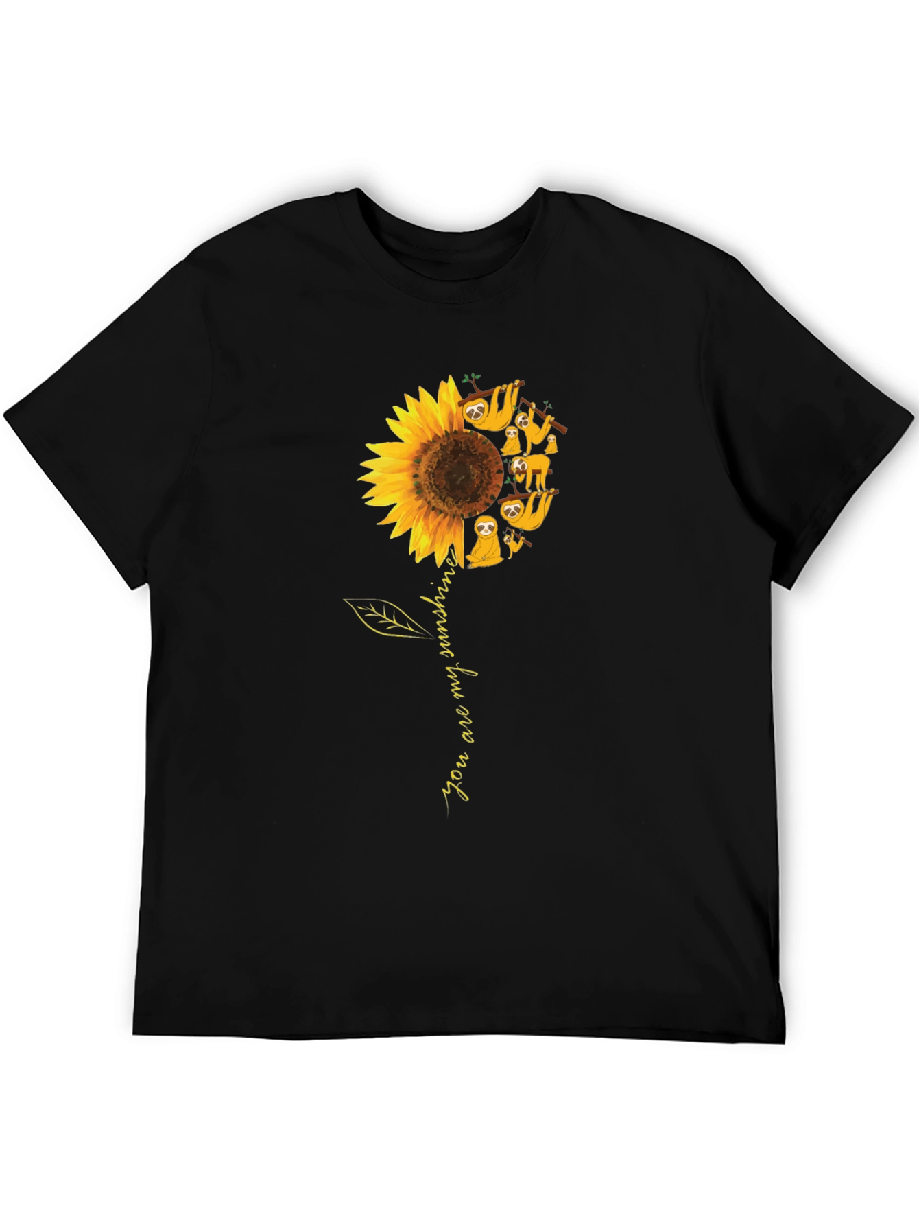 Black Sloth Sunflower Graphic T-Shirt - You Are My Sunshine view 5