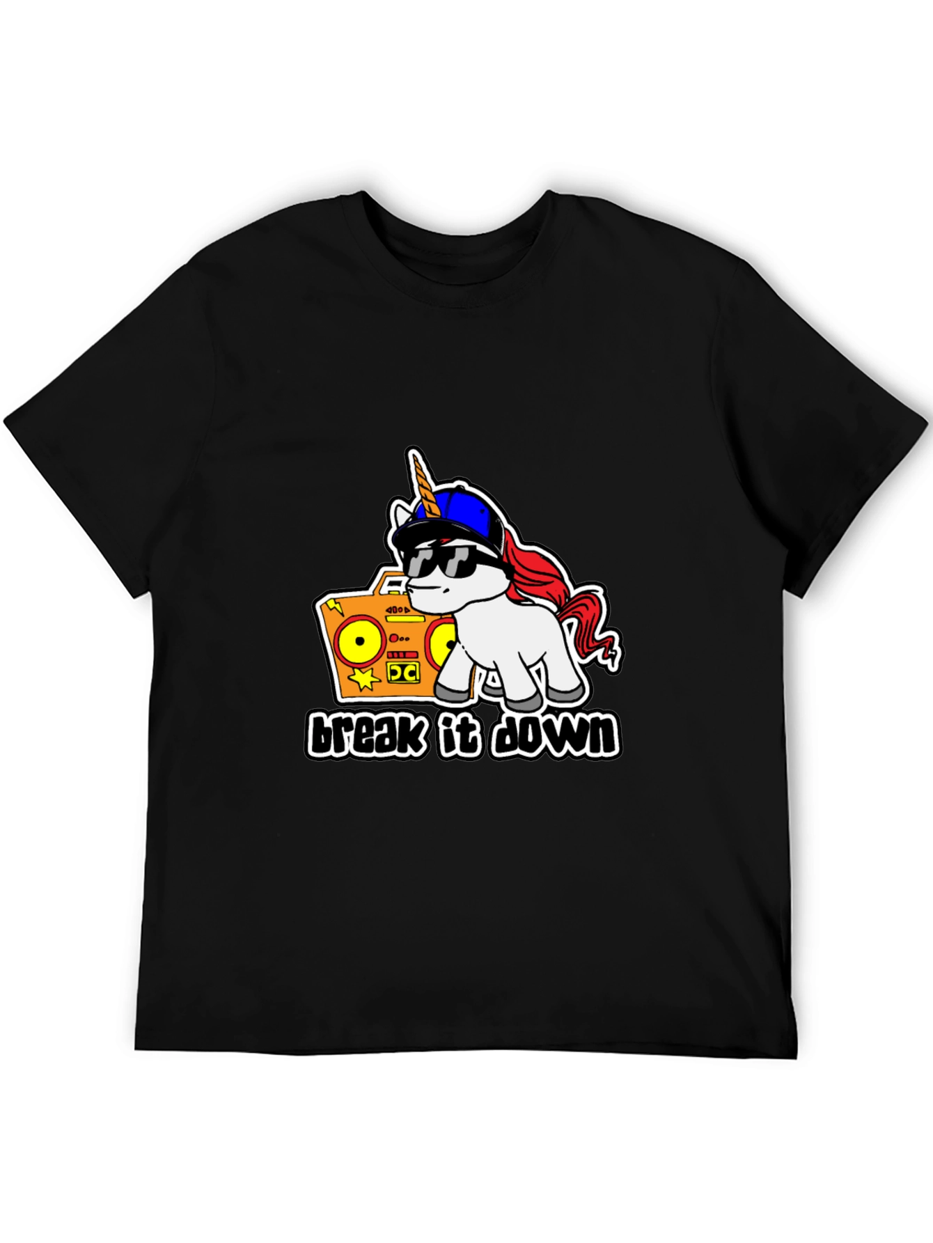 Black Unicorn Boombox Graphic T-Shirt - Cool Design view 5