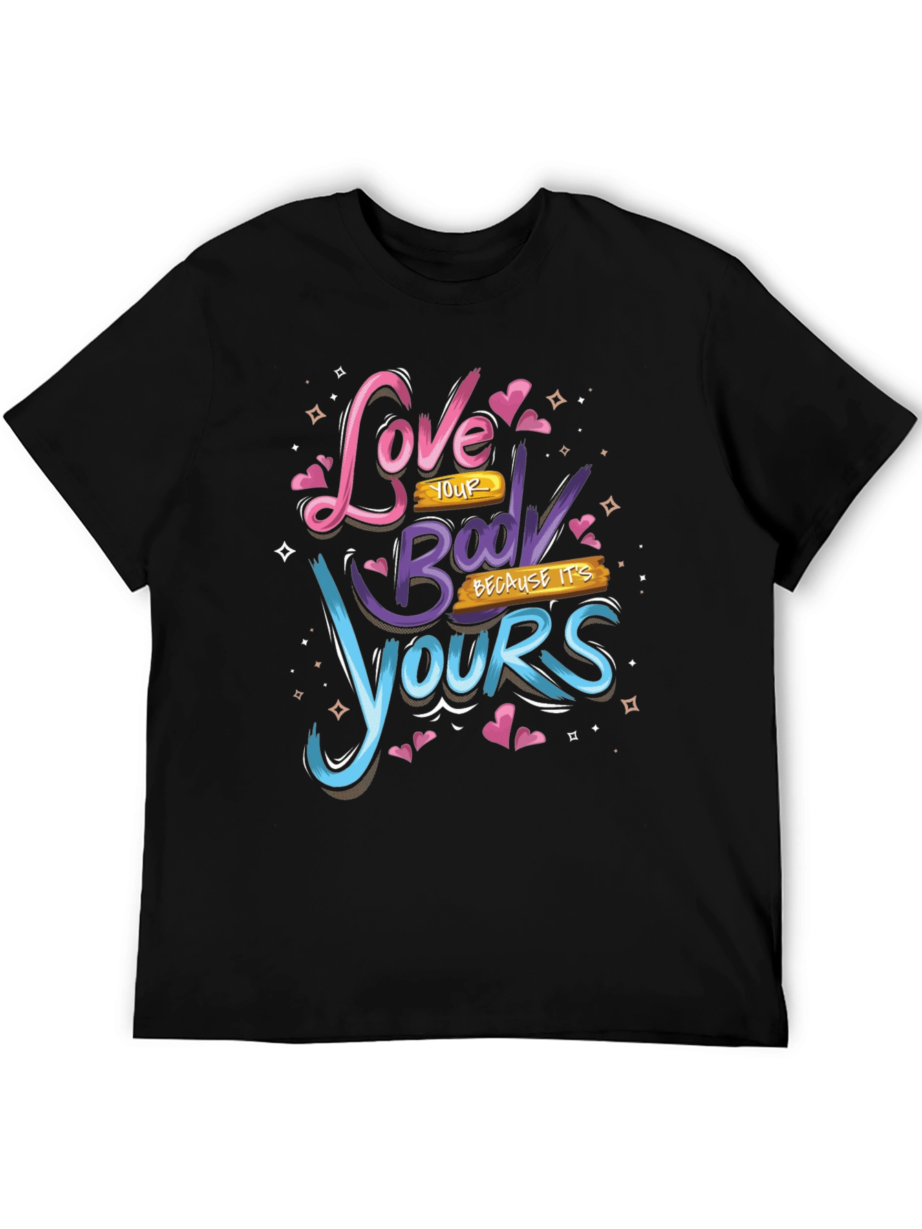Black Love Your Body Black Graphic Tee view 5