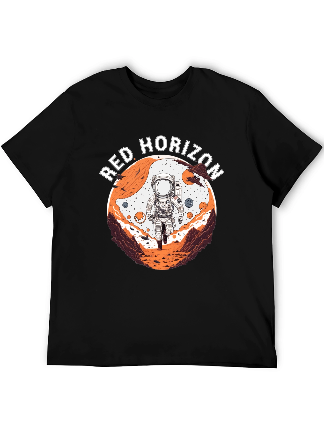 Black Red Horizon Astronaut Graphic Tee - Black view 5