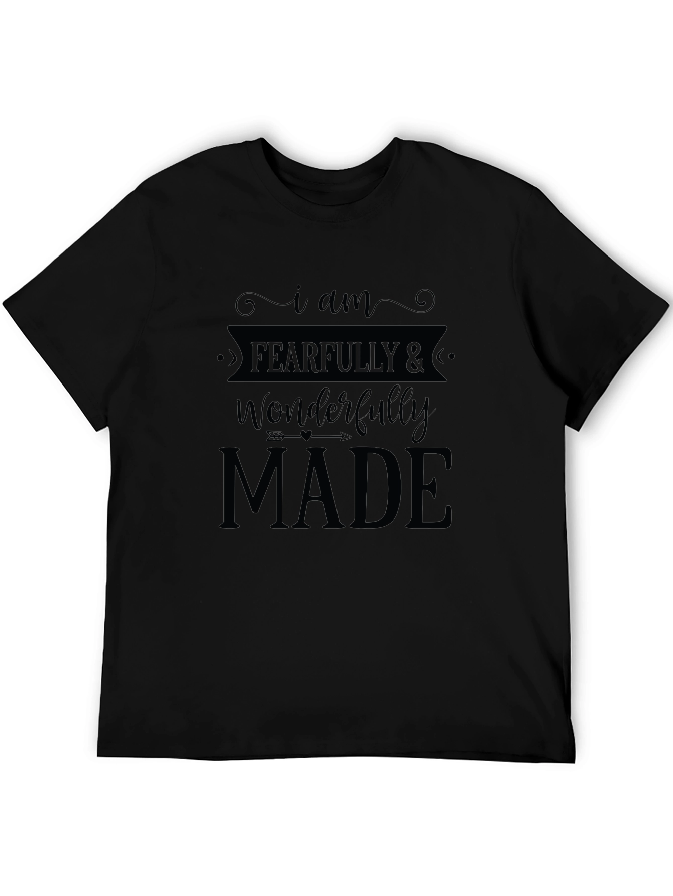 Black Fearfully and Wonderfully Made Christian T-Shirt view 5