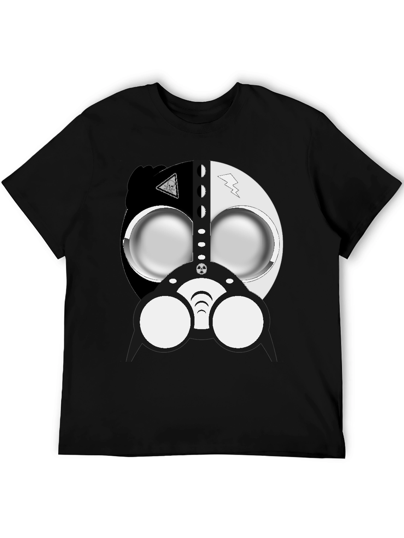 Black Cool Gas Mask Graphic Black T-Shirt view 5