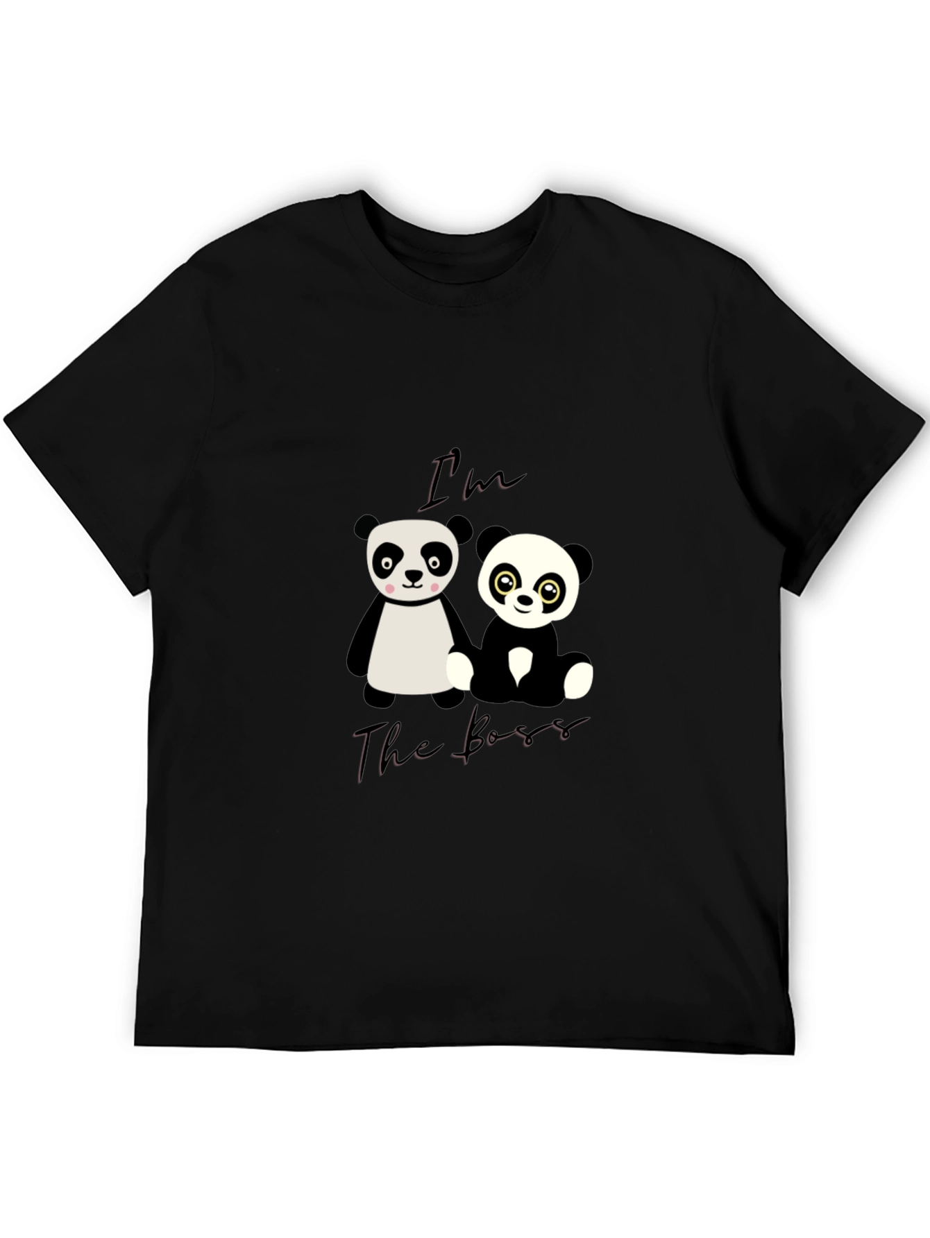 Black I'm The Boss Panda Graphic T-Shirt view 5