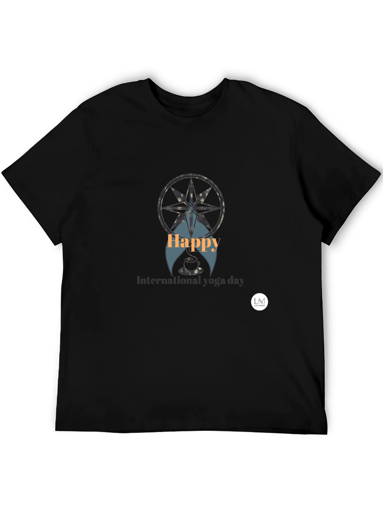Black Happy International Yoga Day T-Shirt view 5