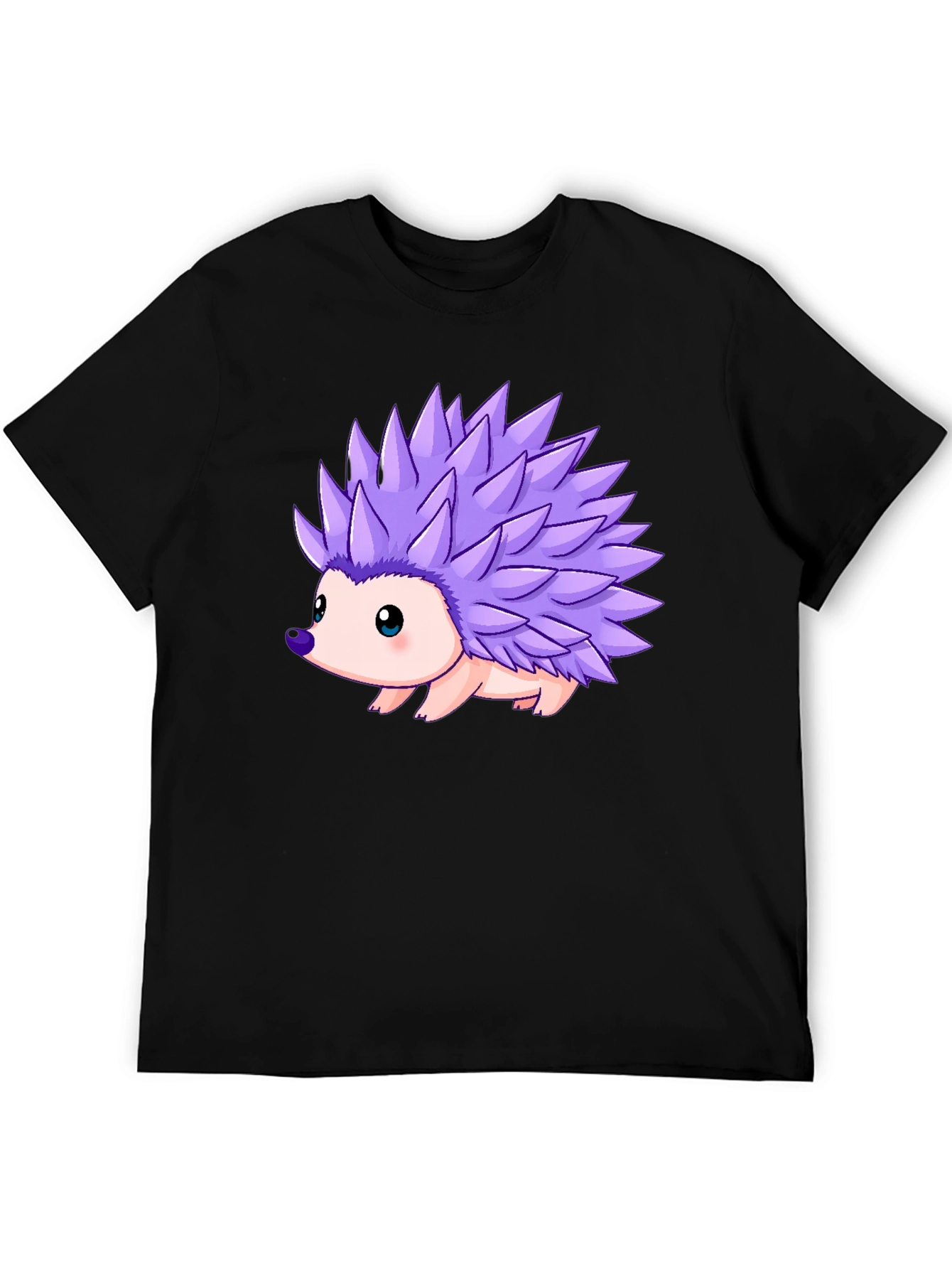 Black Cartoon Hedgehog Print T-Shirt view 5