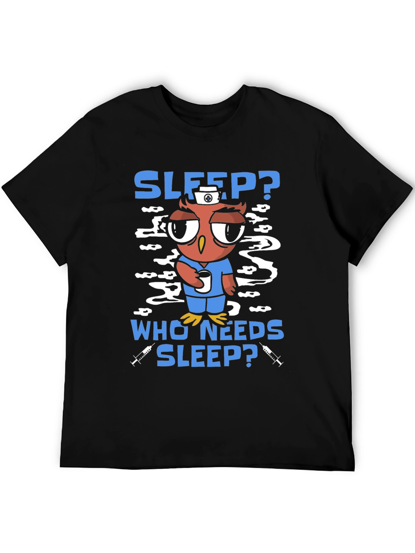 Black Sleep Deprived Owl Nurse T-Shirt view 5