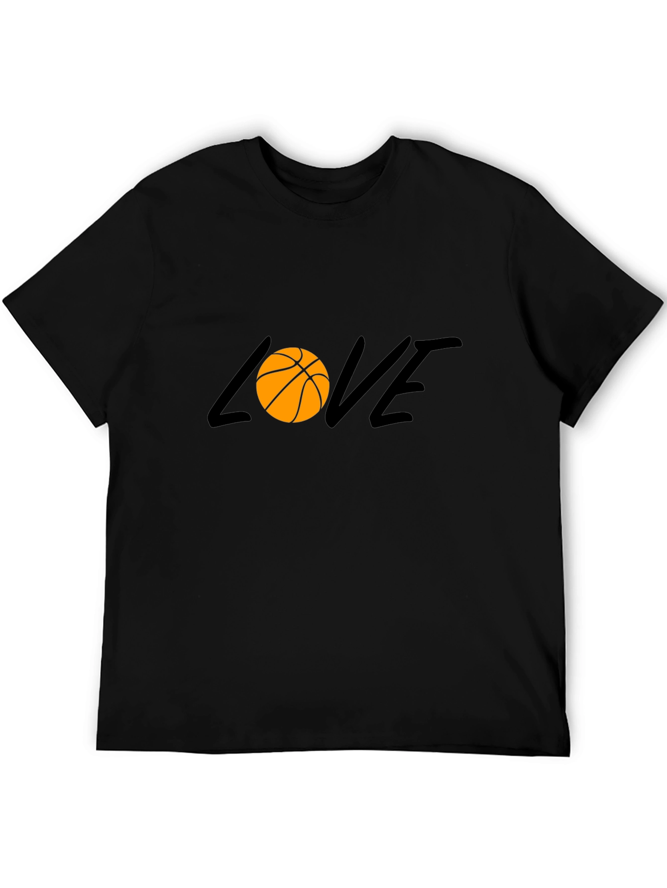Black Basketball Love Graphic Tee - Black Cotton T-Shirt view 5