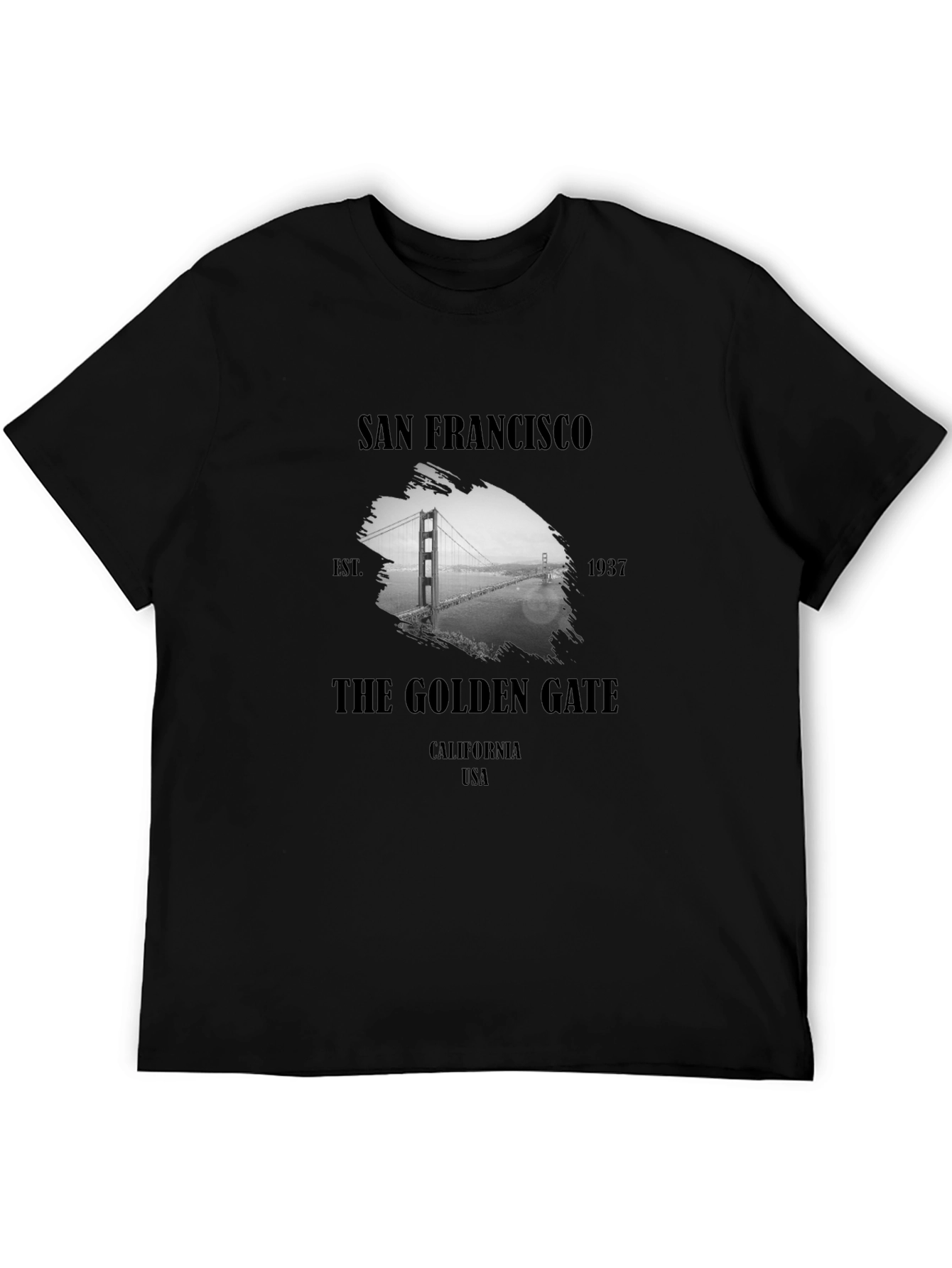 Black San Francisco Golden Gate Bridge Black T-Shirt view 5