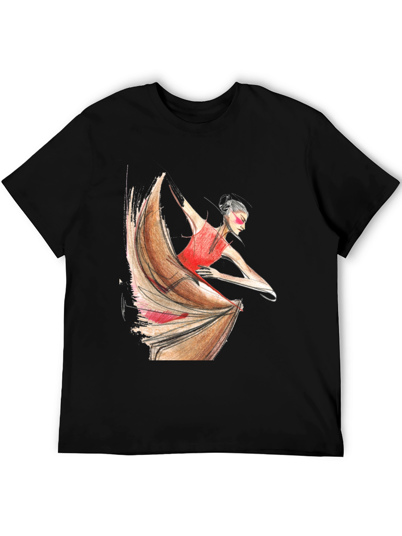 Black Flamenco Dancer Graphic Tee - Black Unisex T-Shirt view 5