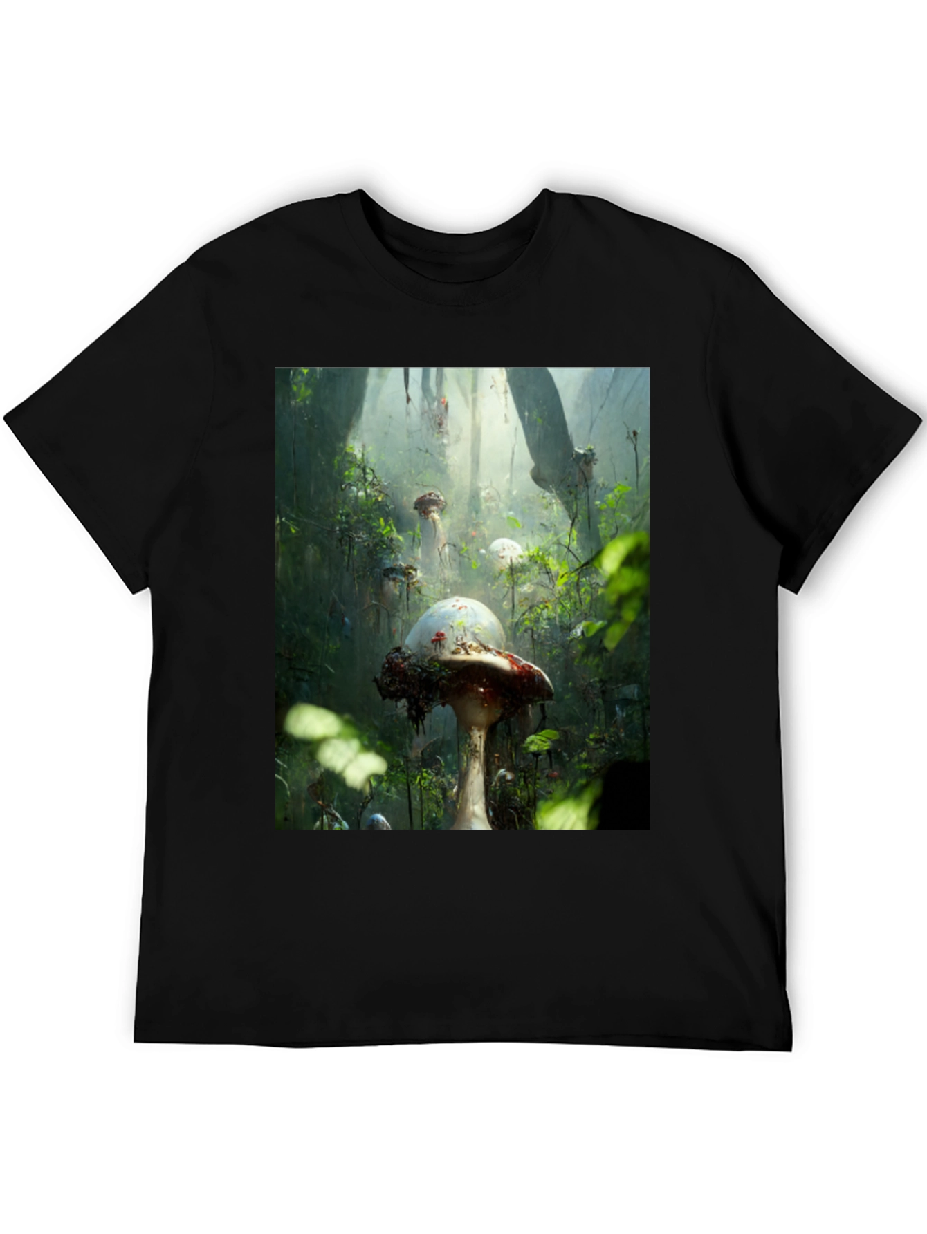 Black Enchanted Forest Mushroom T-Shirt view 5