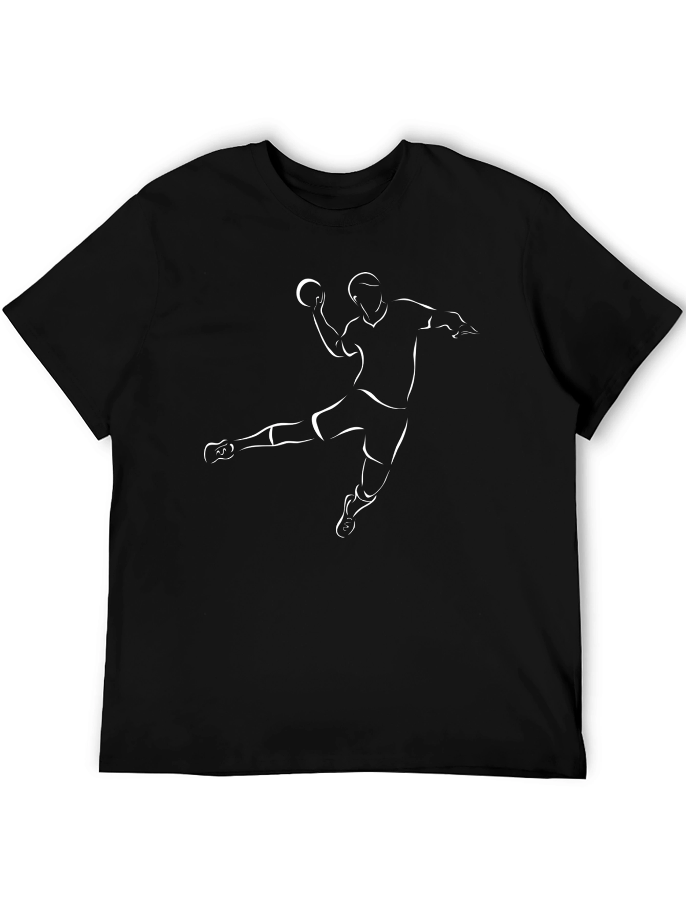 Black Handball Player Graphic Tee - Black Cotton T-Shirt view 5
