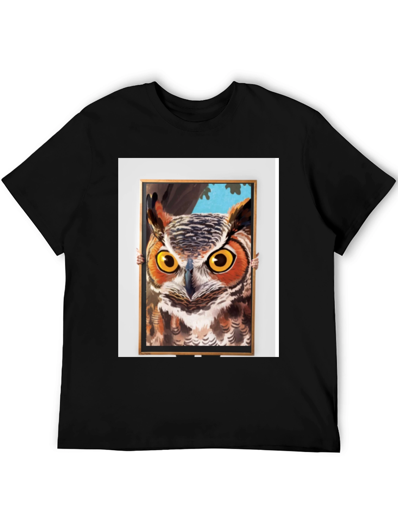 Black Owl Framed Art Graphic T-Shirt view 5