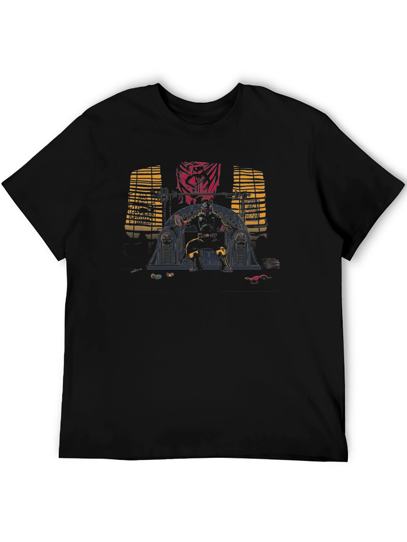 Black Retro Sci-Fi Throne T-Shirt view 5