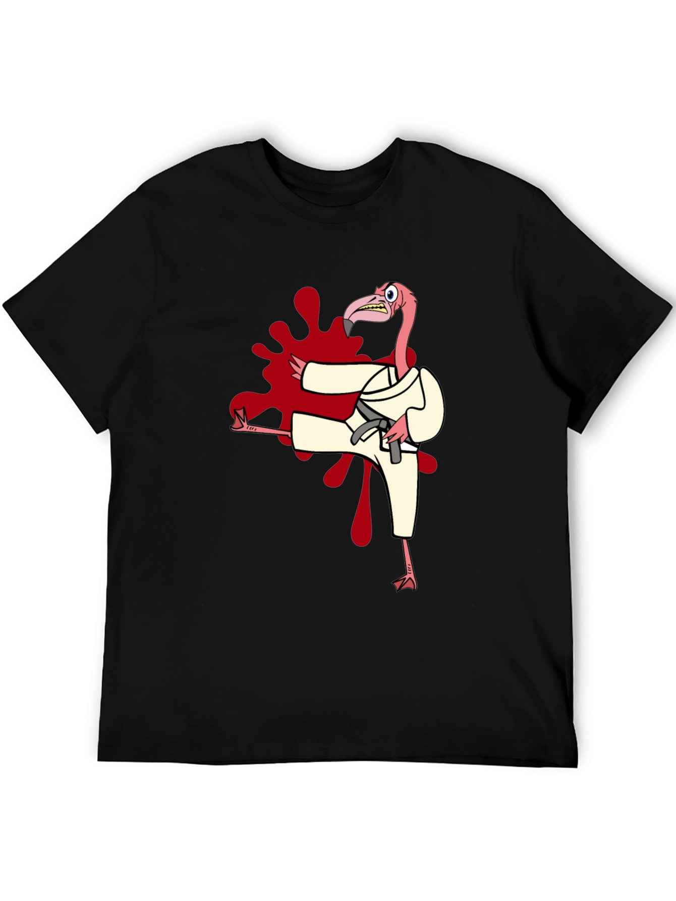 Black Karate Flamingo Black T-Shirt view 5