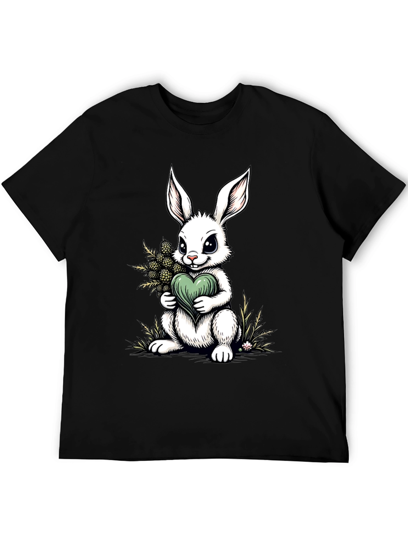 Black Bunny Heart Graphic Tee - Cute Rabbit Shirt view 5