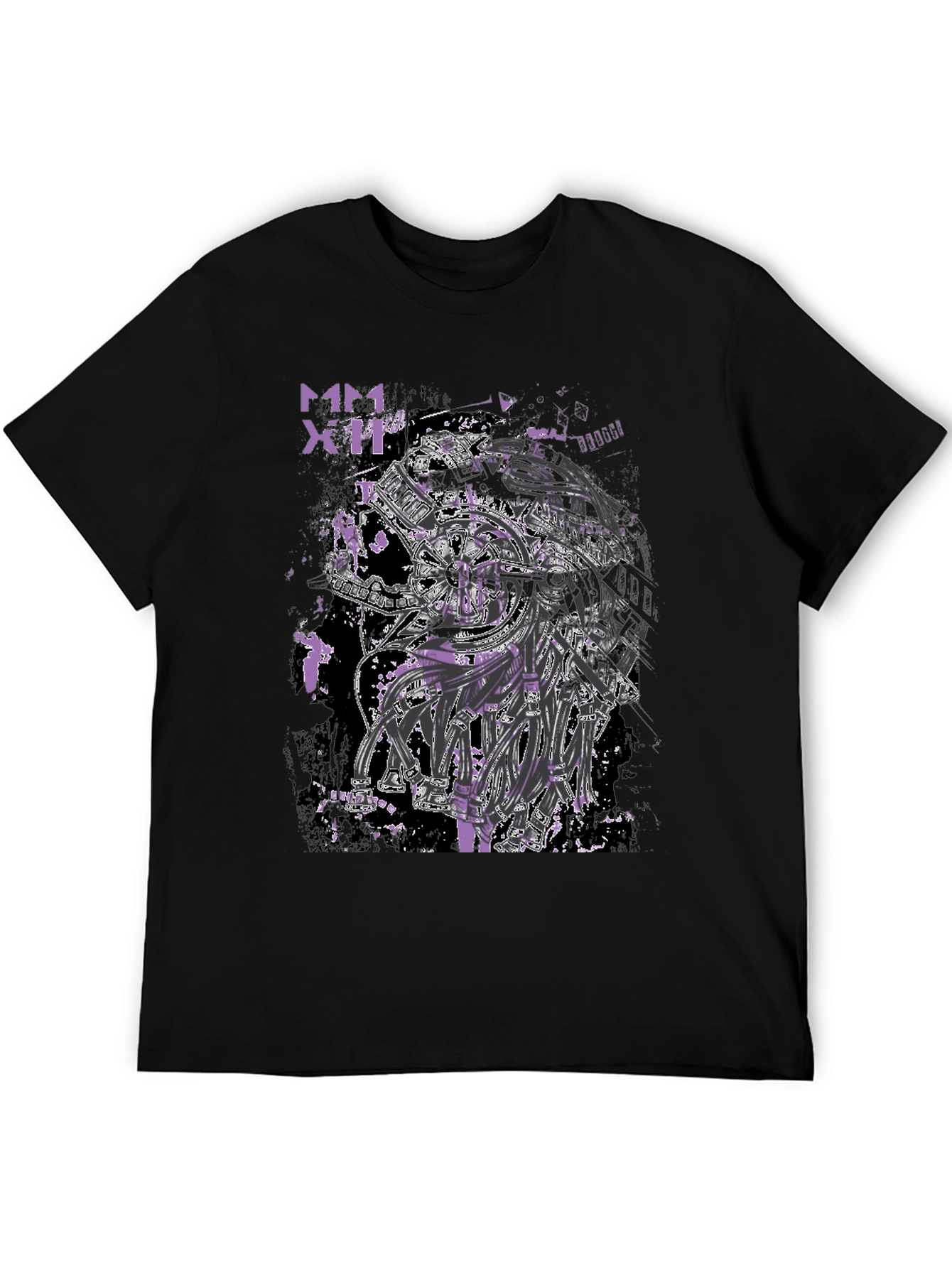Black Cyberpunk Style Graphic Print Black T-Shirt view 5