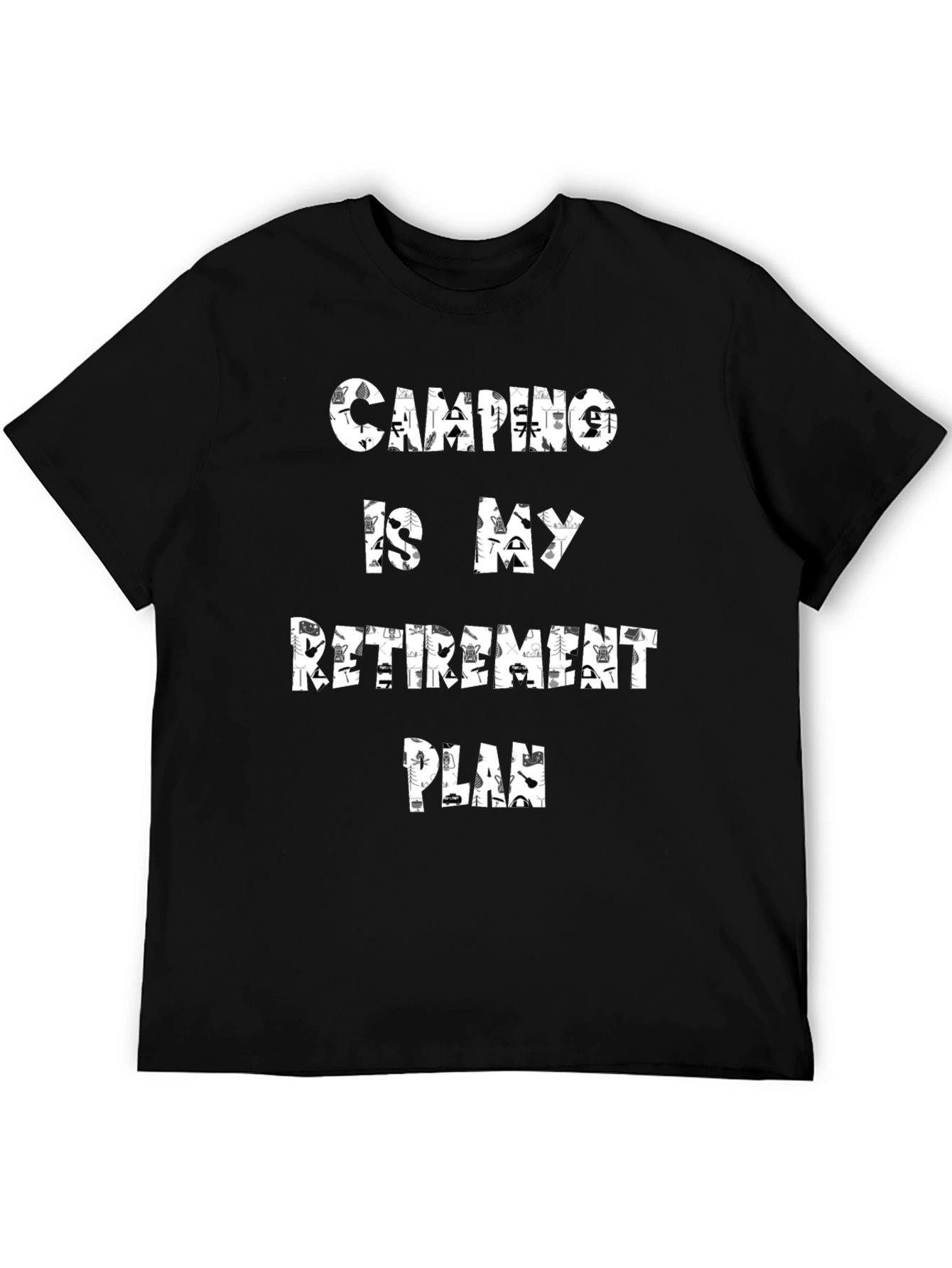 Black Camping is My Retirement Plan Black T-Shirt view 5