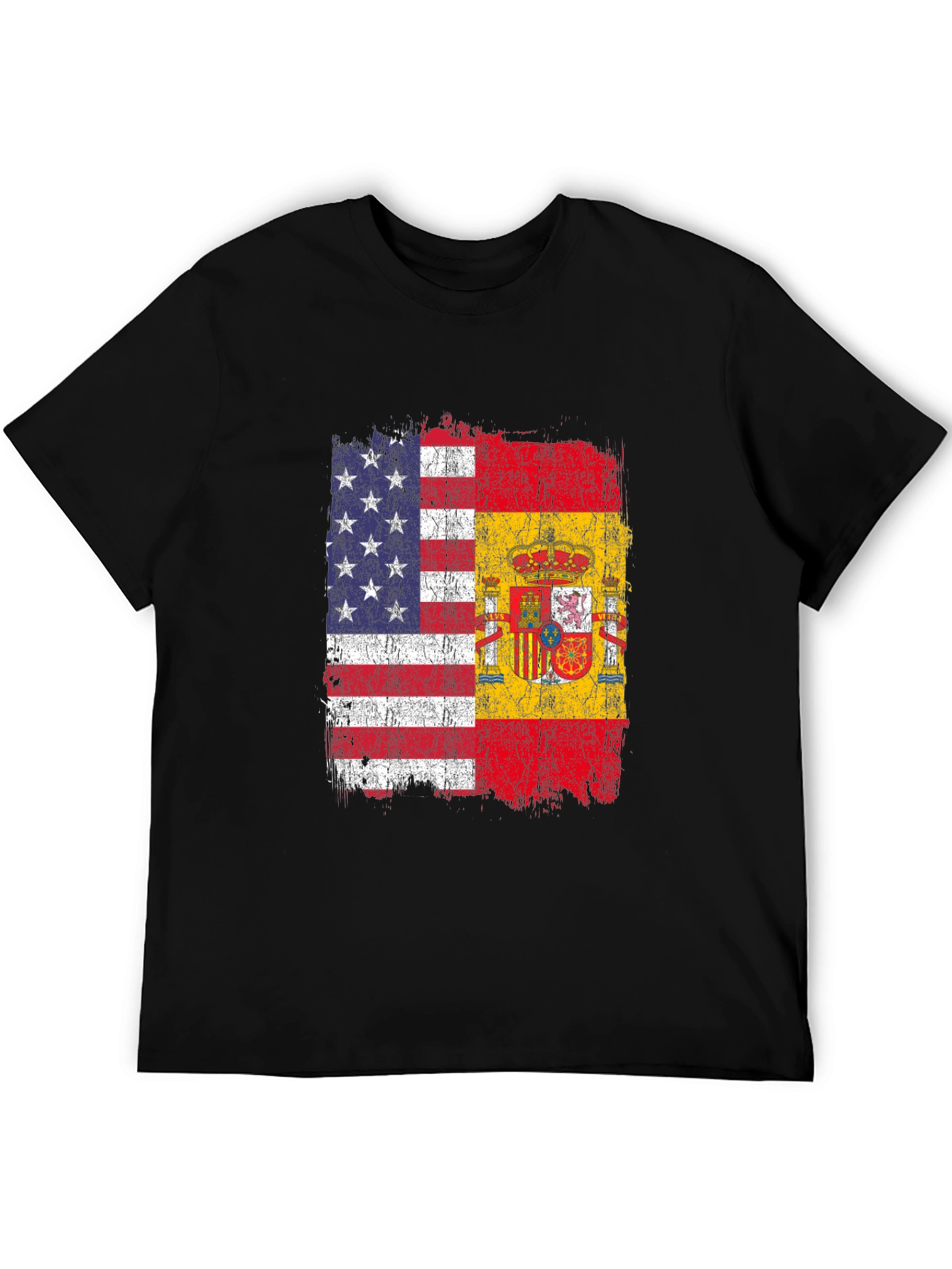 Black USA & Spain Flag T-Shirt - Dual Heritage Tee view 5