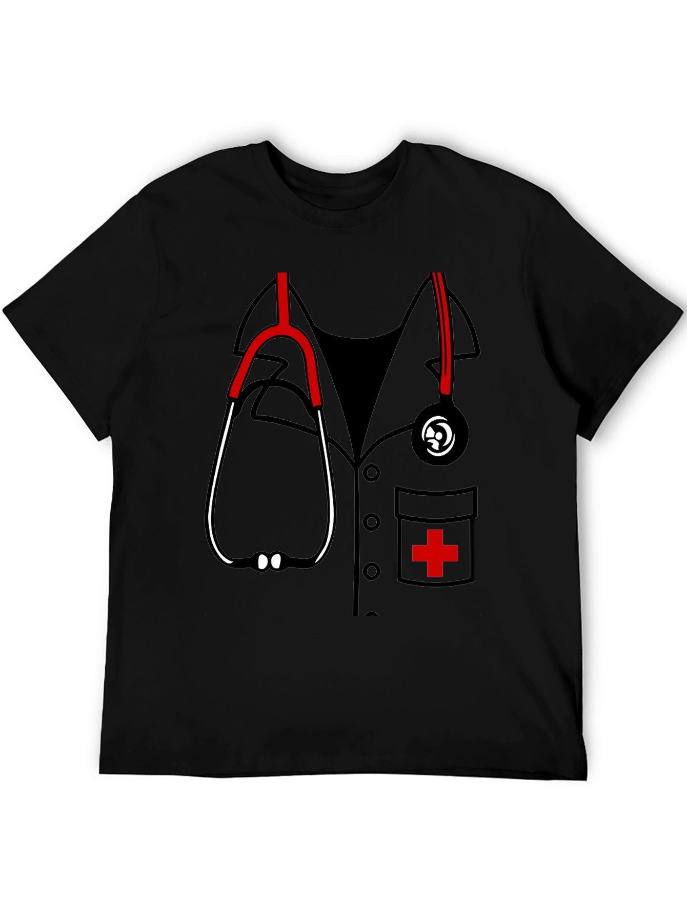 Black Funny Doctor Stethoscope Graphic Tee view 5