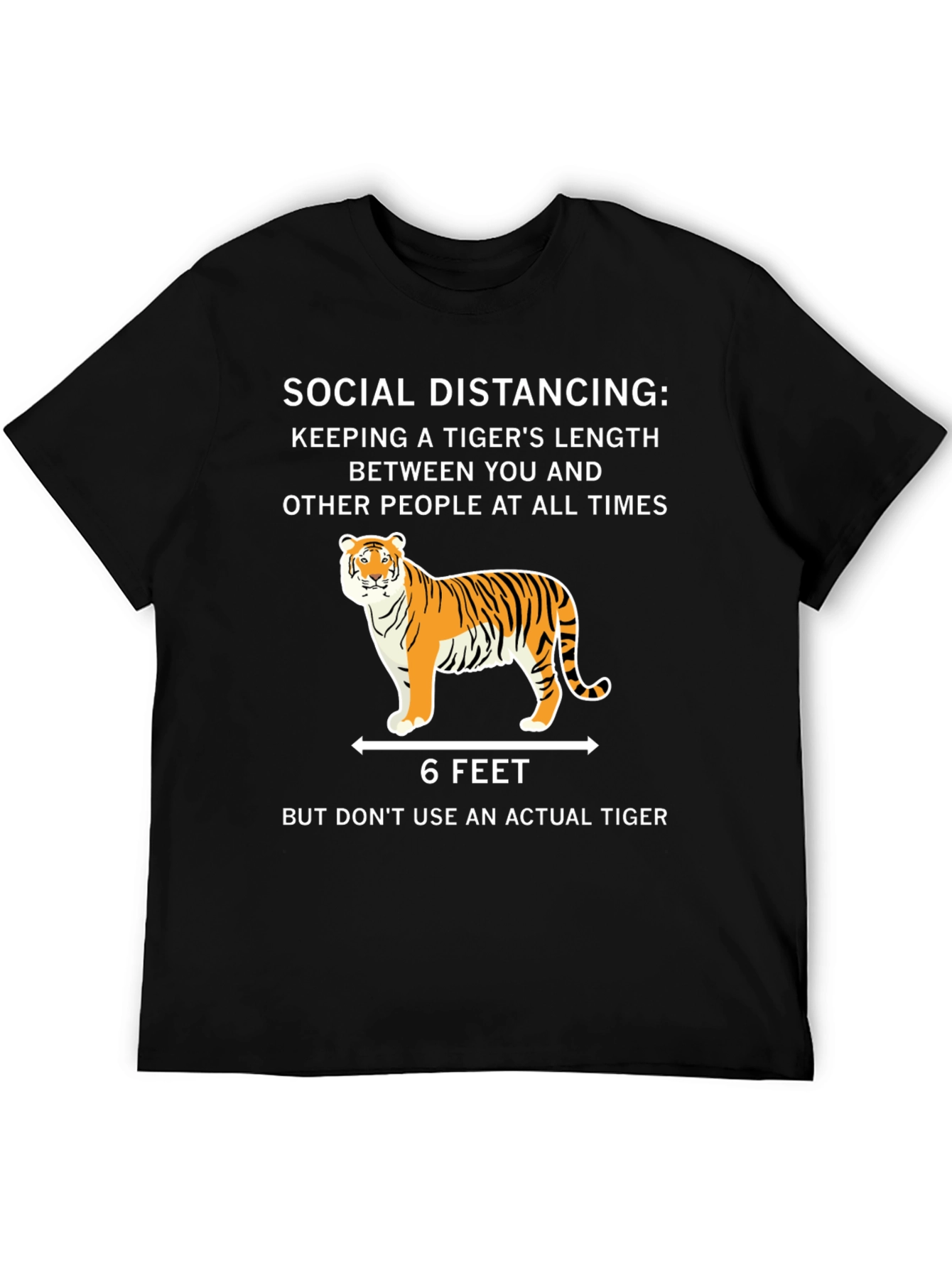Black Social Distancing Tiger Length T-Shirt view 5
