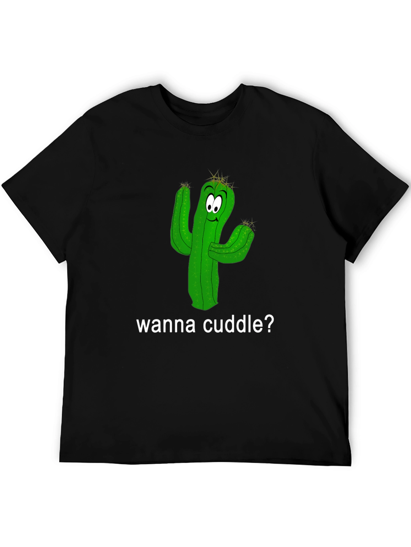 Black Cuddle Cactus T-Shirt - Funny Graphic Tee view 5