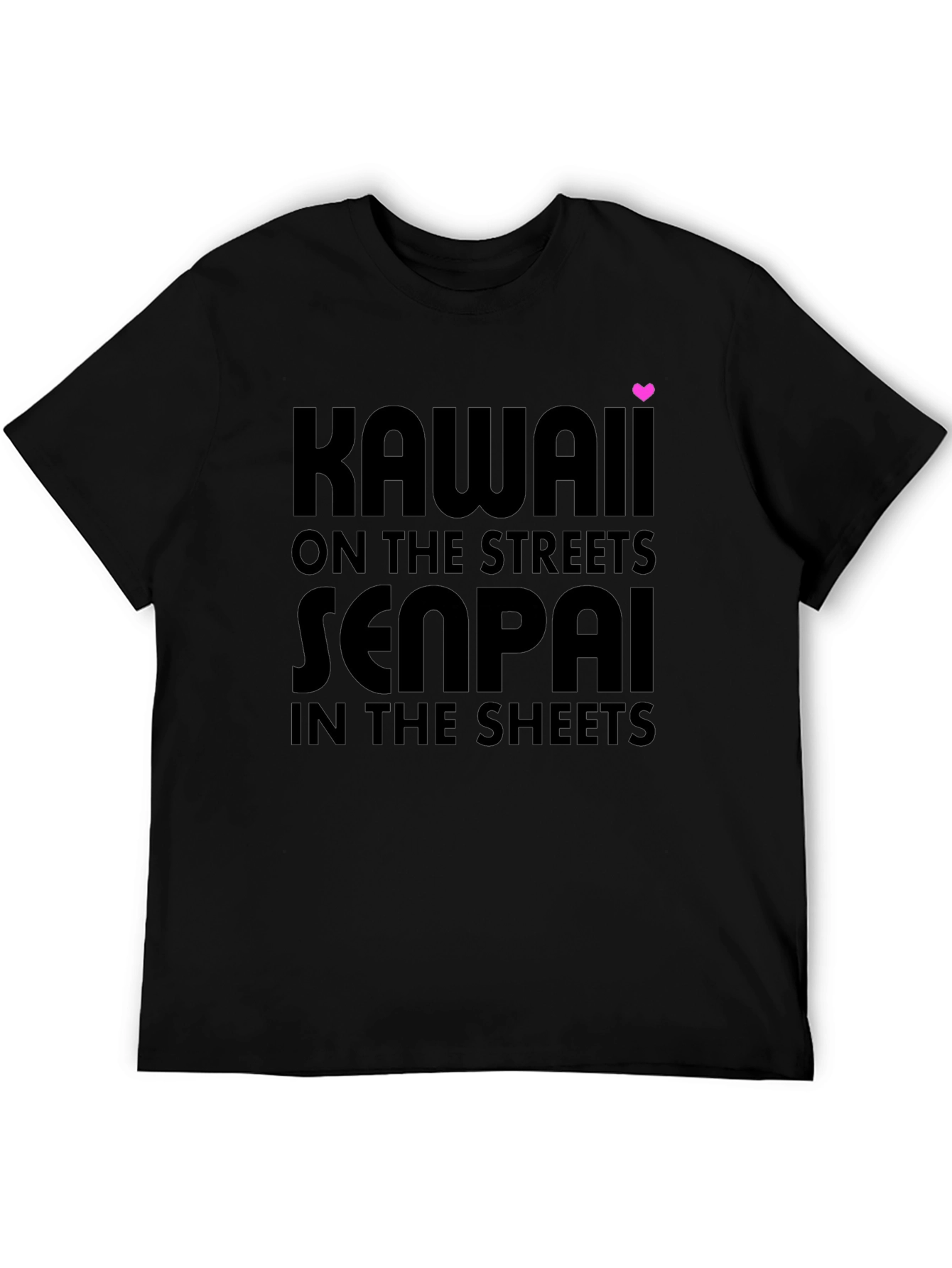 Black Kawaii Senpai Graphic Tee - Black Cotton T-Shirt view 5