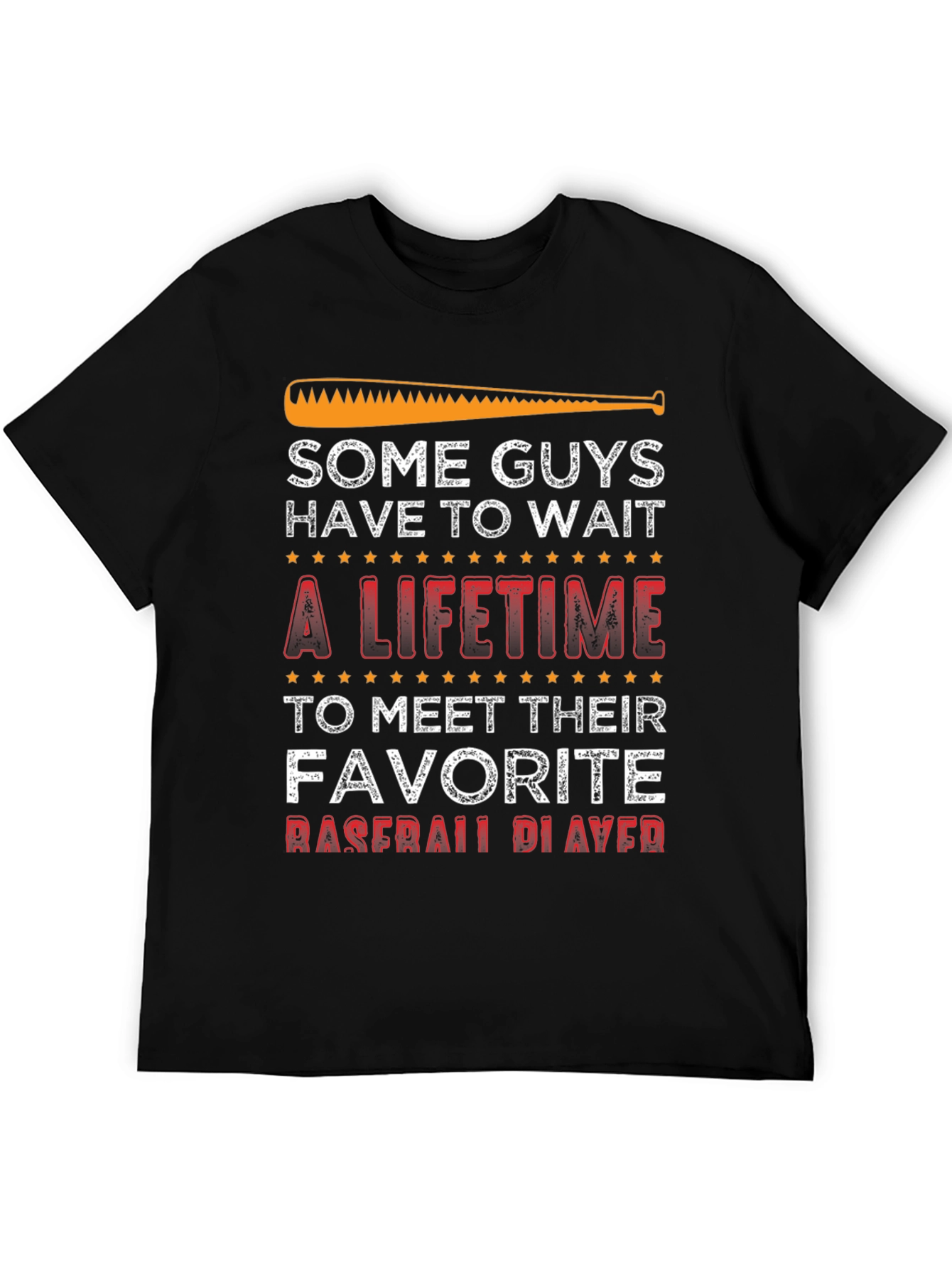 Black Baseball Fan T-Shirt - Some Guys Have to Wait view 5