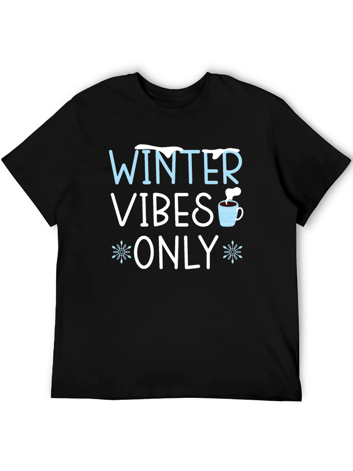 Black Winter Vibes Only Graphic T-Shirt view 5