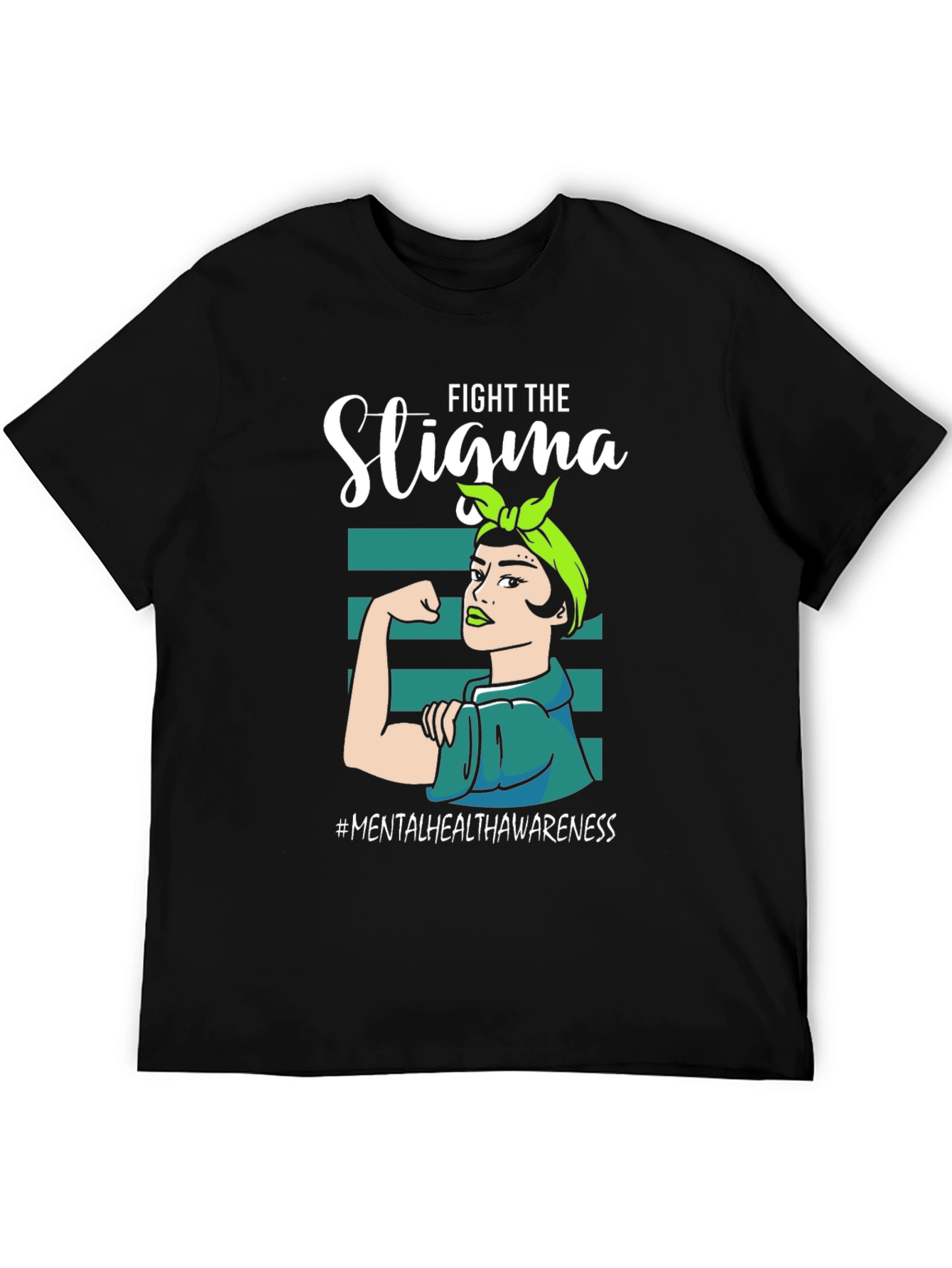 Black Fight the Stigma Mental Health Awareness T-Shirt view 5