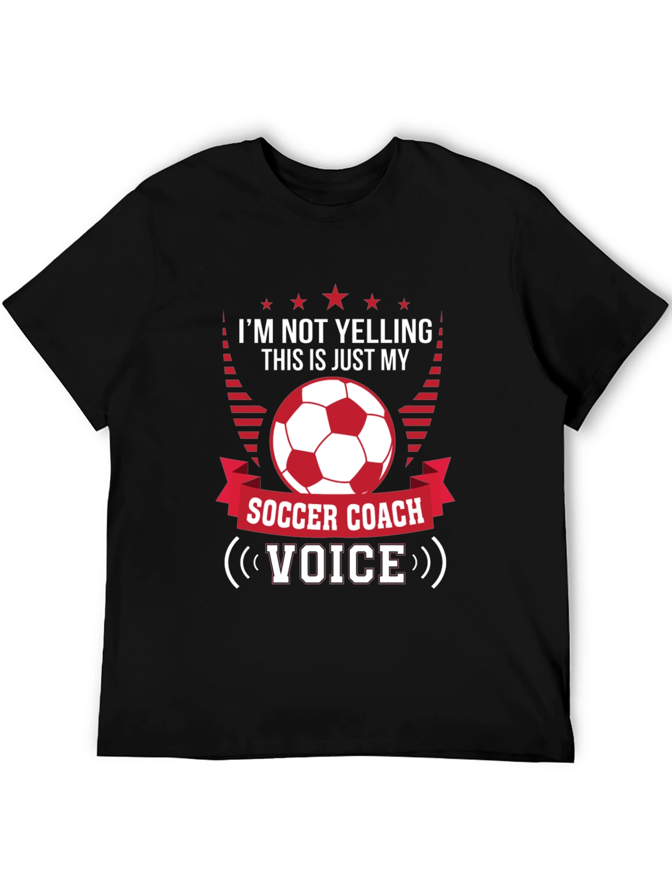 Black Soccer Coach Voice T-Shirt - Funny Sports Tee view 5