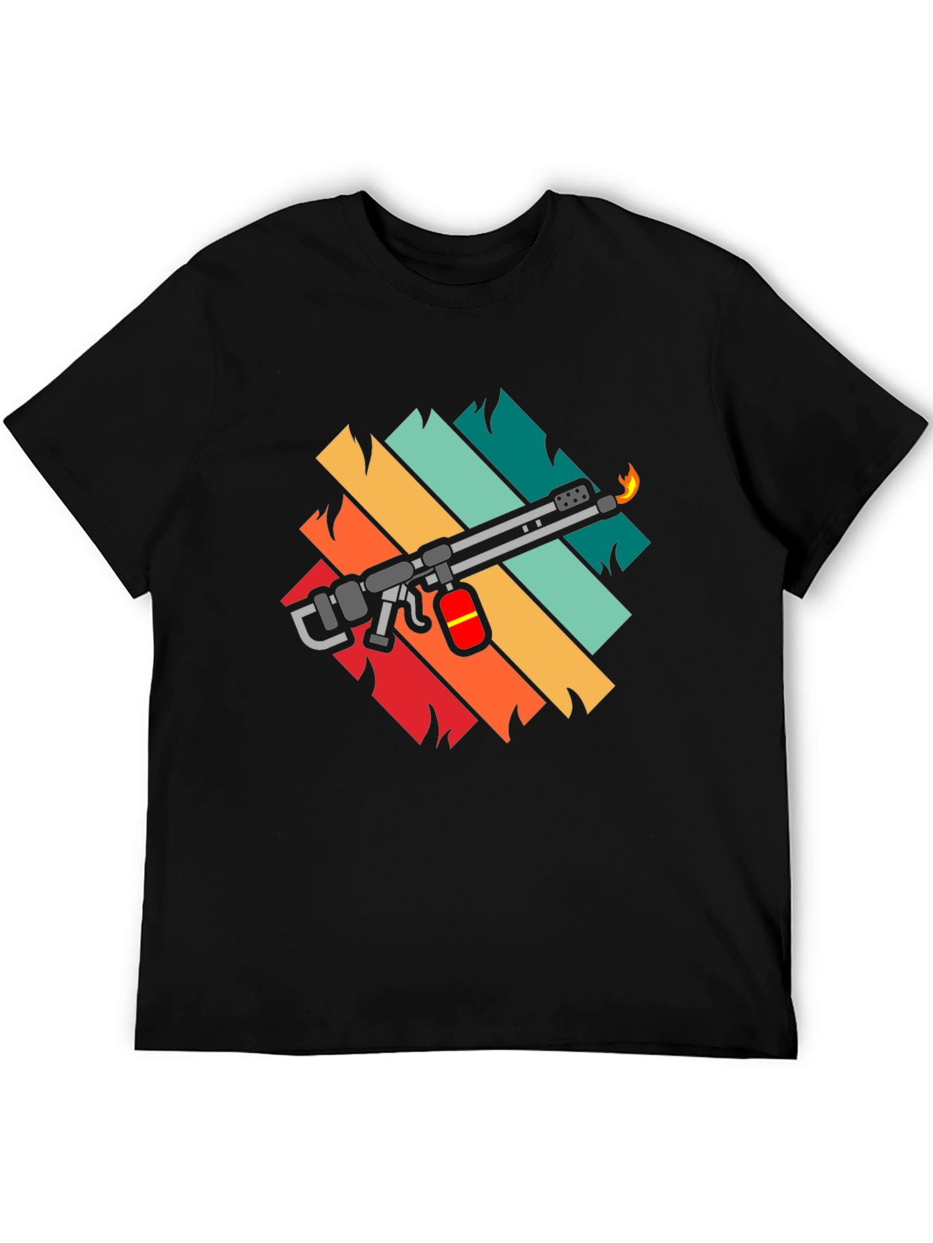 Black Retro Blowtorch Tee - Cool Fire Tool Graphic T-Shirt view 5