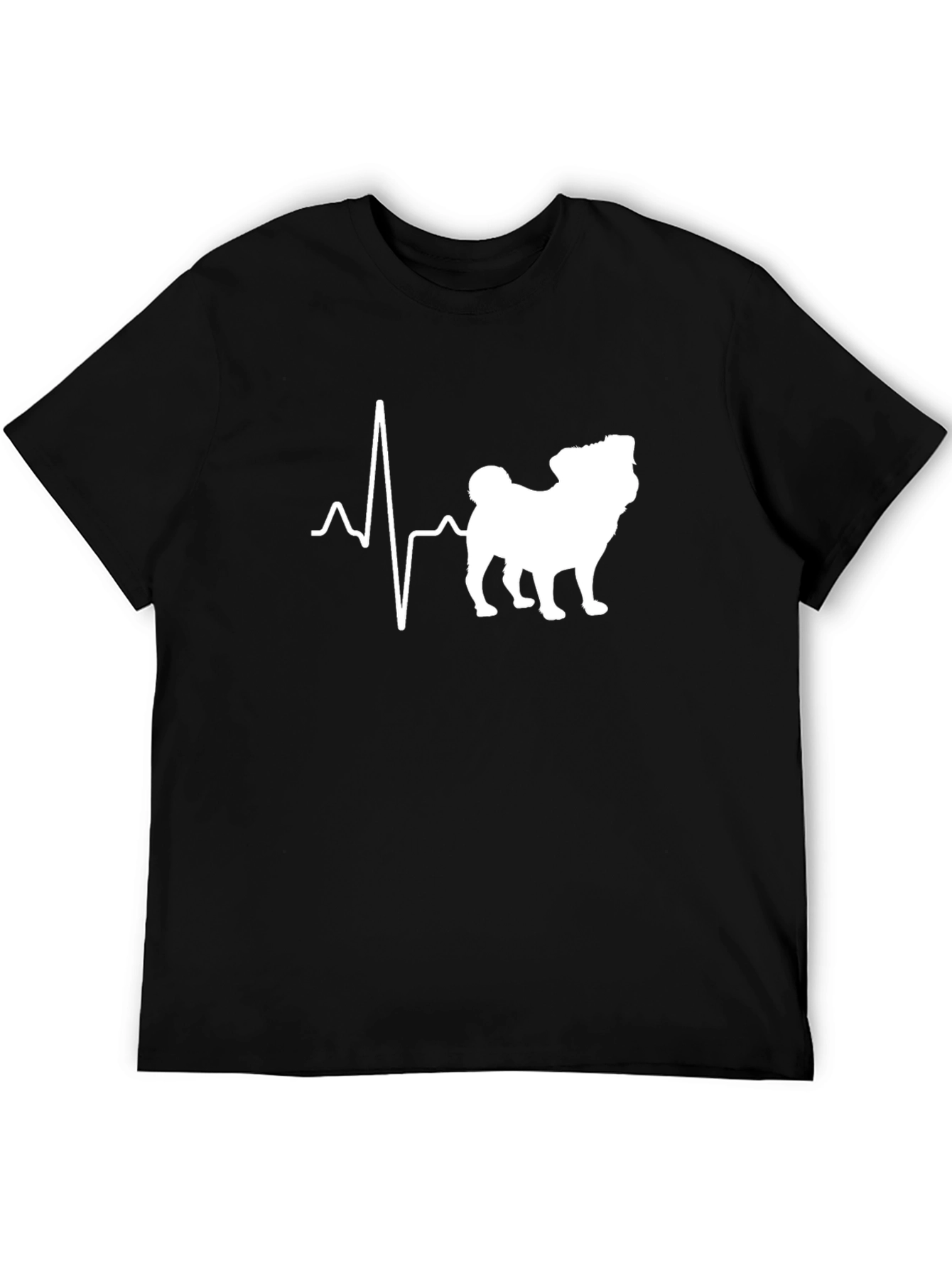Black Pug Heartbeat T-Shirt - Black view 5