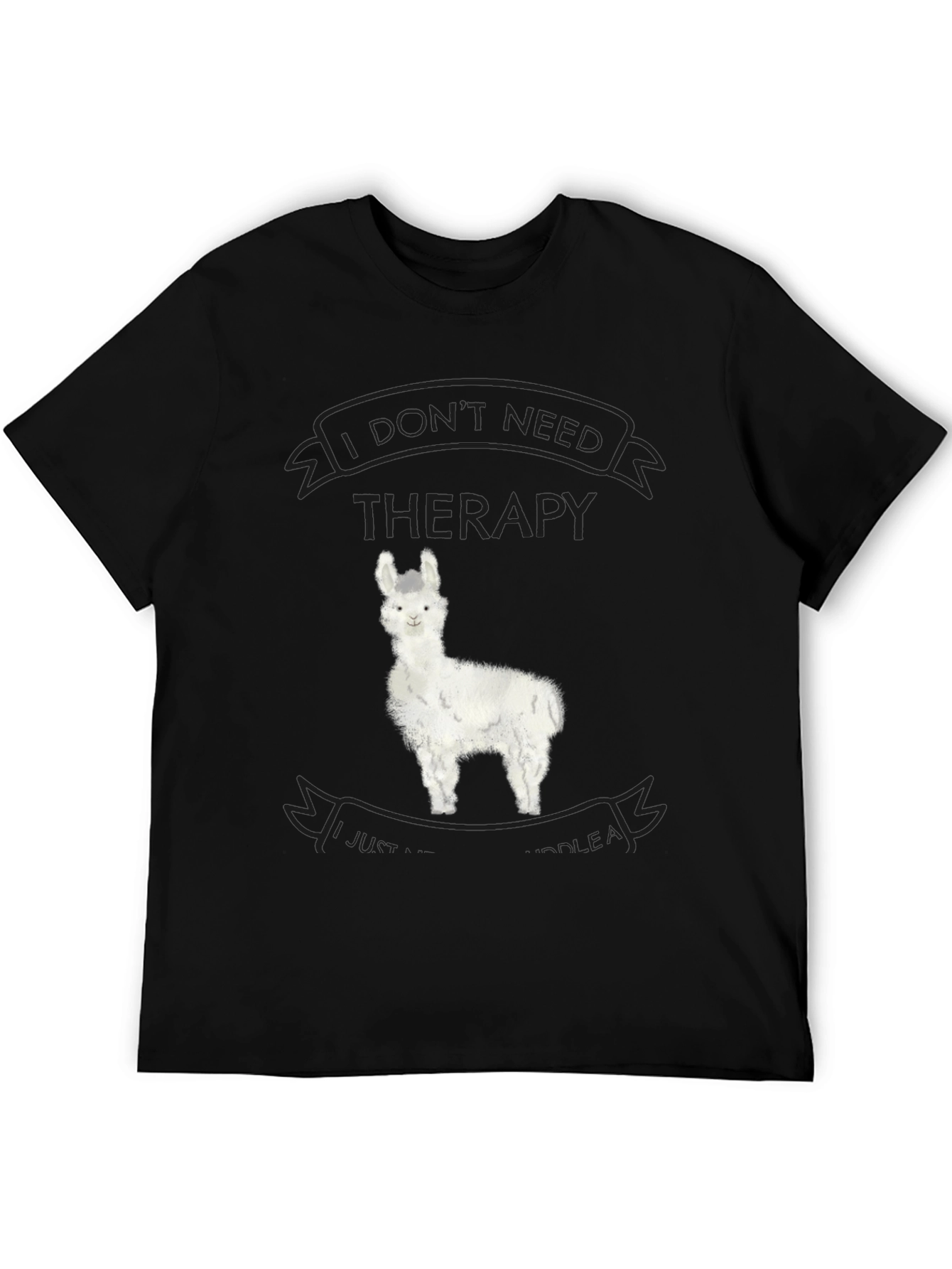 Black Alpaca Therapy T-Shirt - Funny Llama Graphic Tee view 5