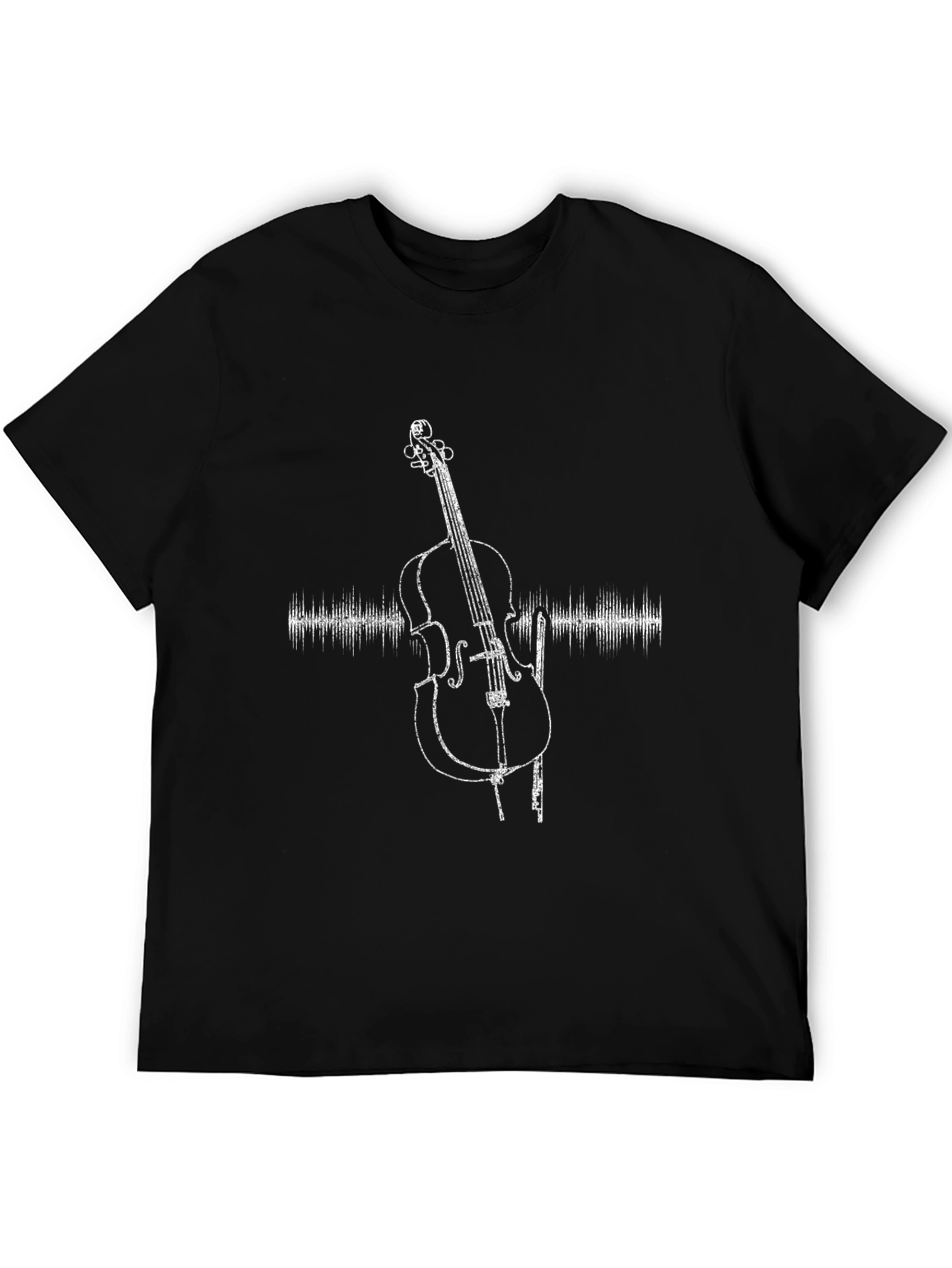 Black Cello Music Wave T-Shirt - Black view 5