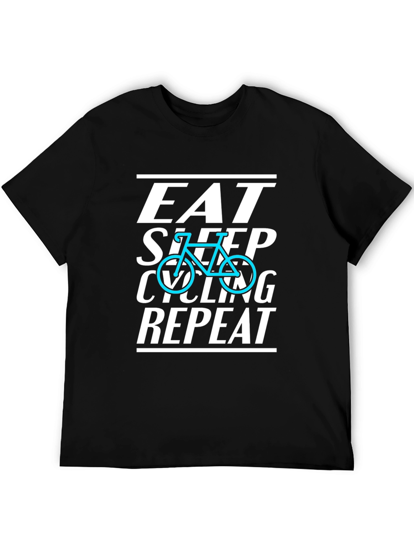 Black Eat Sleep Cycling Repeat Black T-Shirt view 5