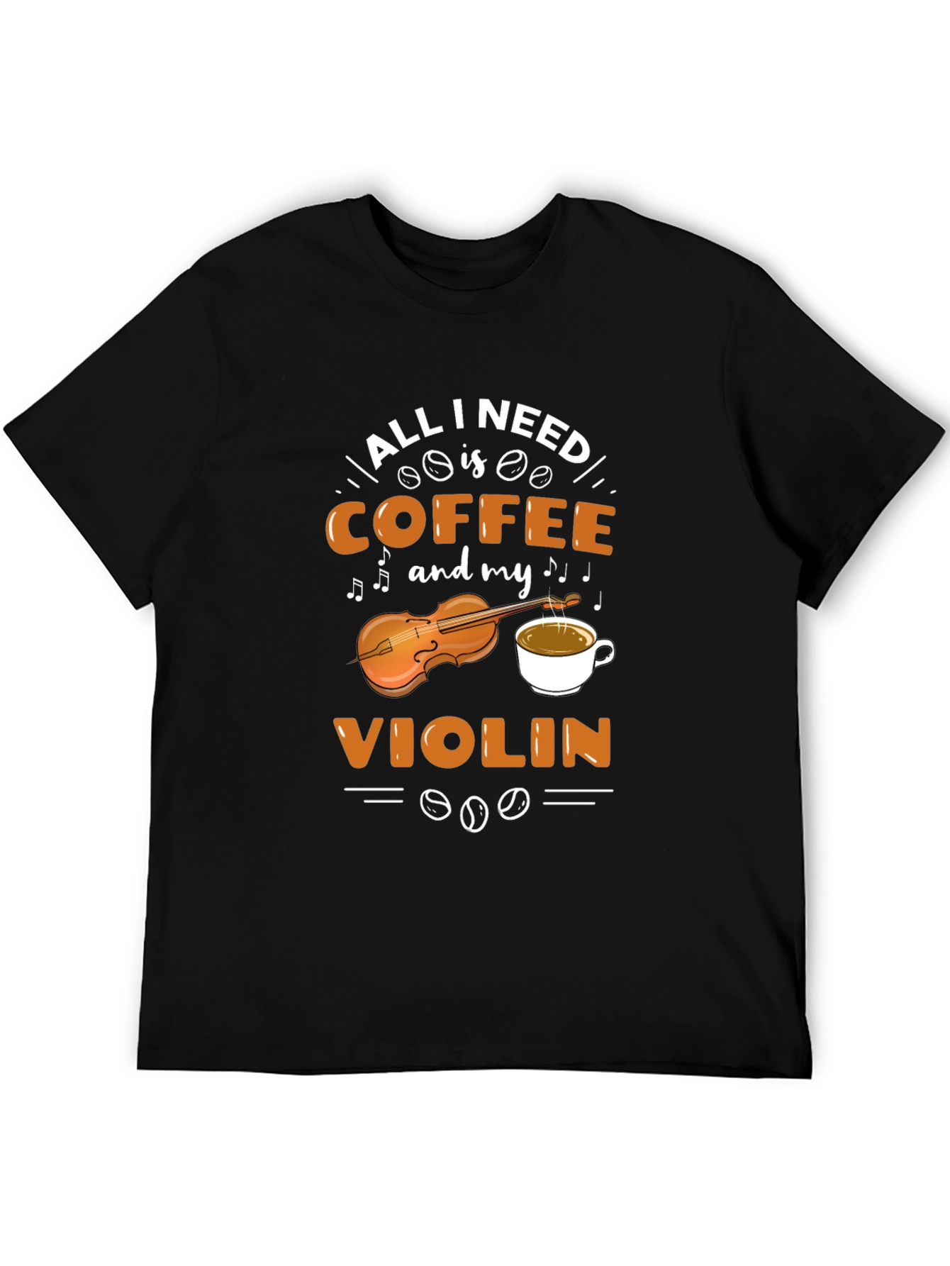 Black Coffee & Violin Graphic Tee - Music Lover Shirt view 5