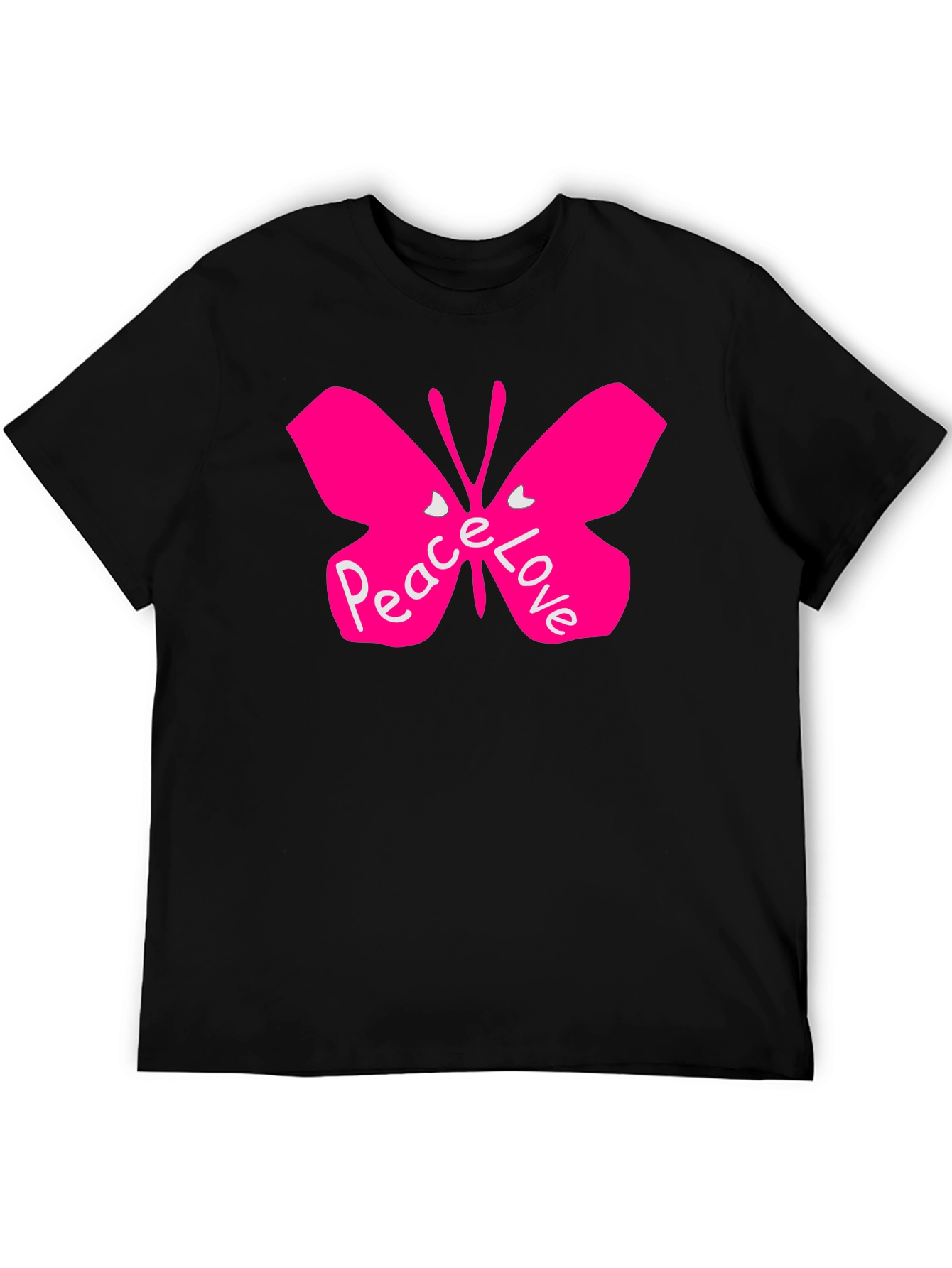 Black Peace Love Butterfly Black T-Shirt view 5