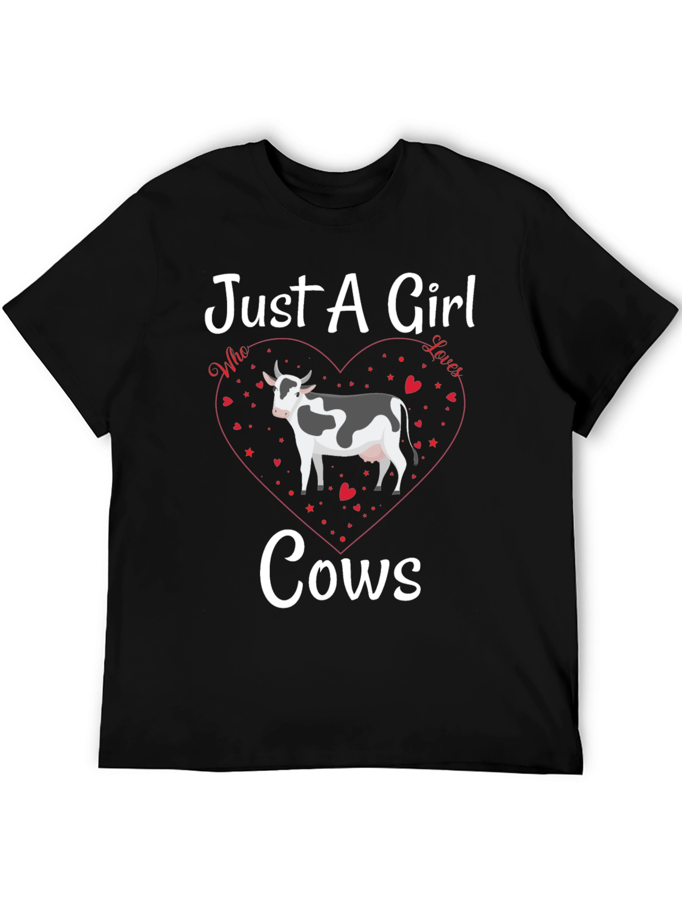 Black Just A Girl Who Loves Cows Graphic Tee view 5