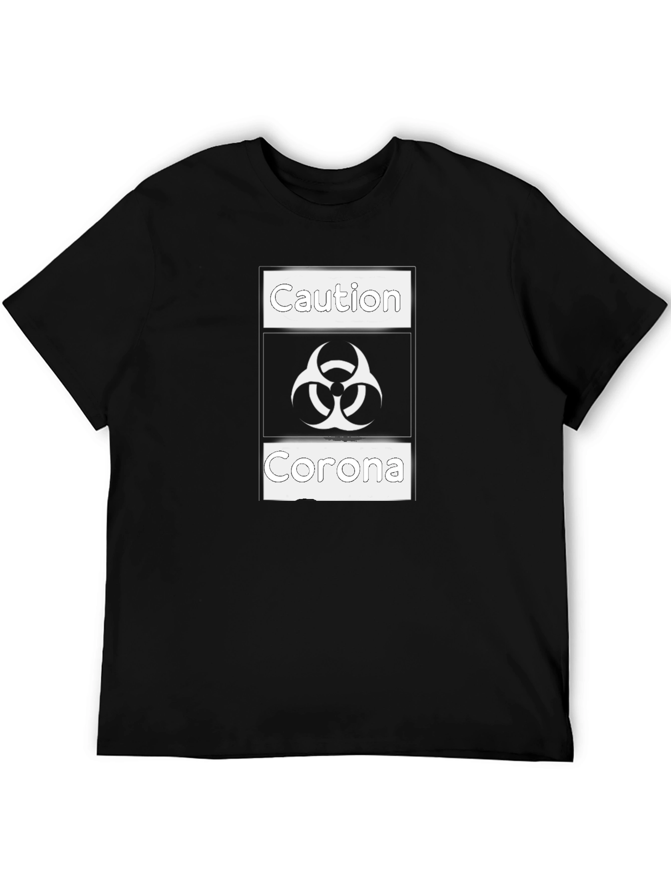 Black Caution Corona Graphic Tee - Black Cotton T-Shirt view 5