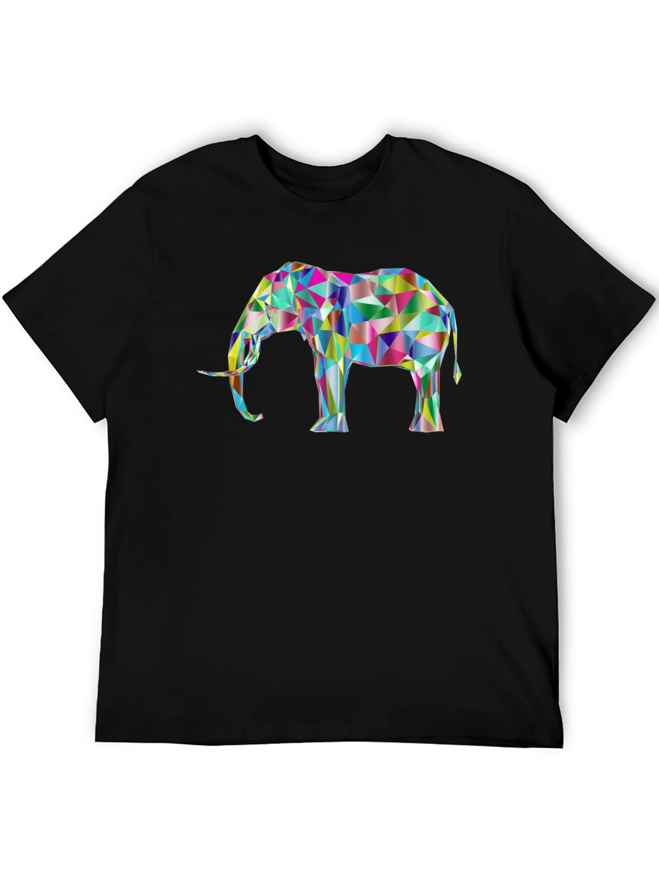 Black Geometric Elephant Graphic Tee - Unique Design! view 5